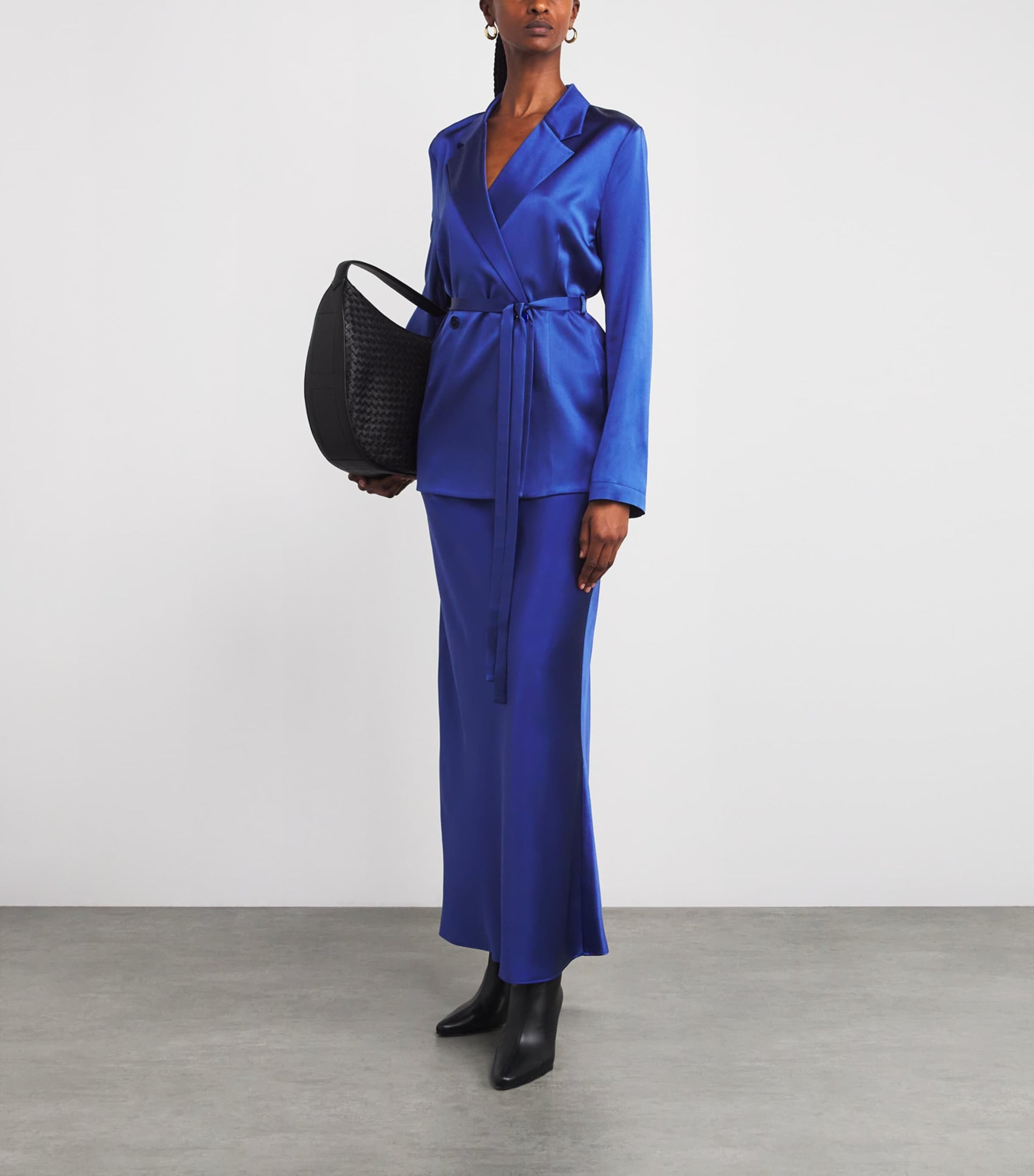 Blue Silk Isaak Midi Skirt