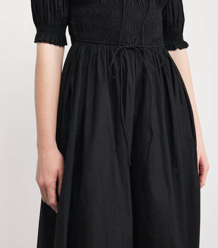 DÔEN Black Organic Cotton-Blend Ischia Midi Dress