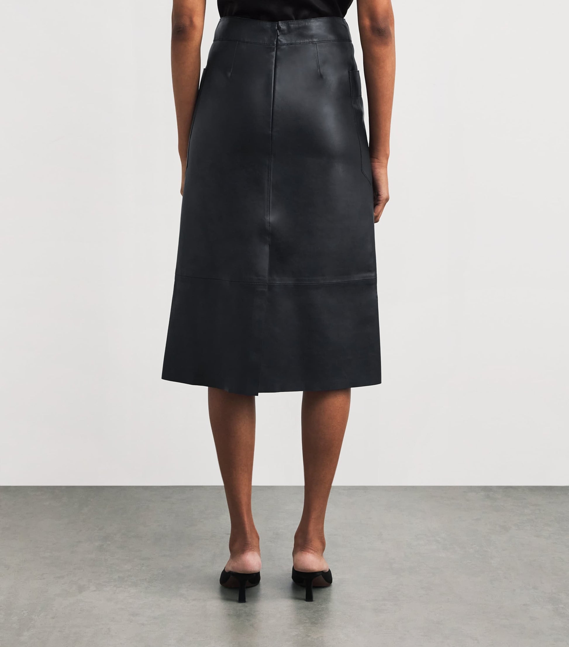 Leather Blomfield Midi Skirt BLACK