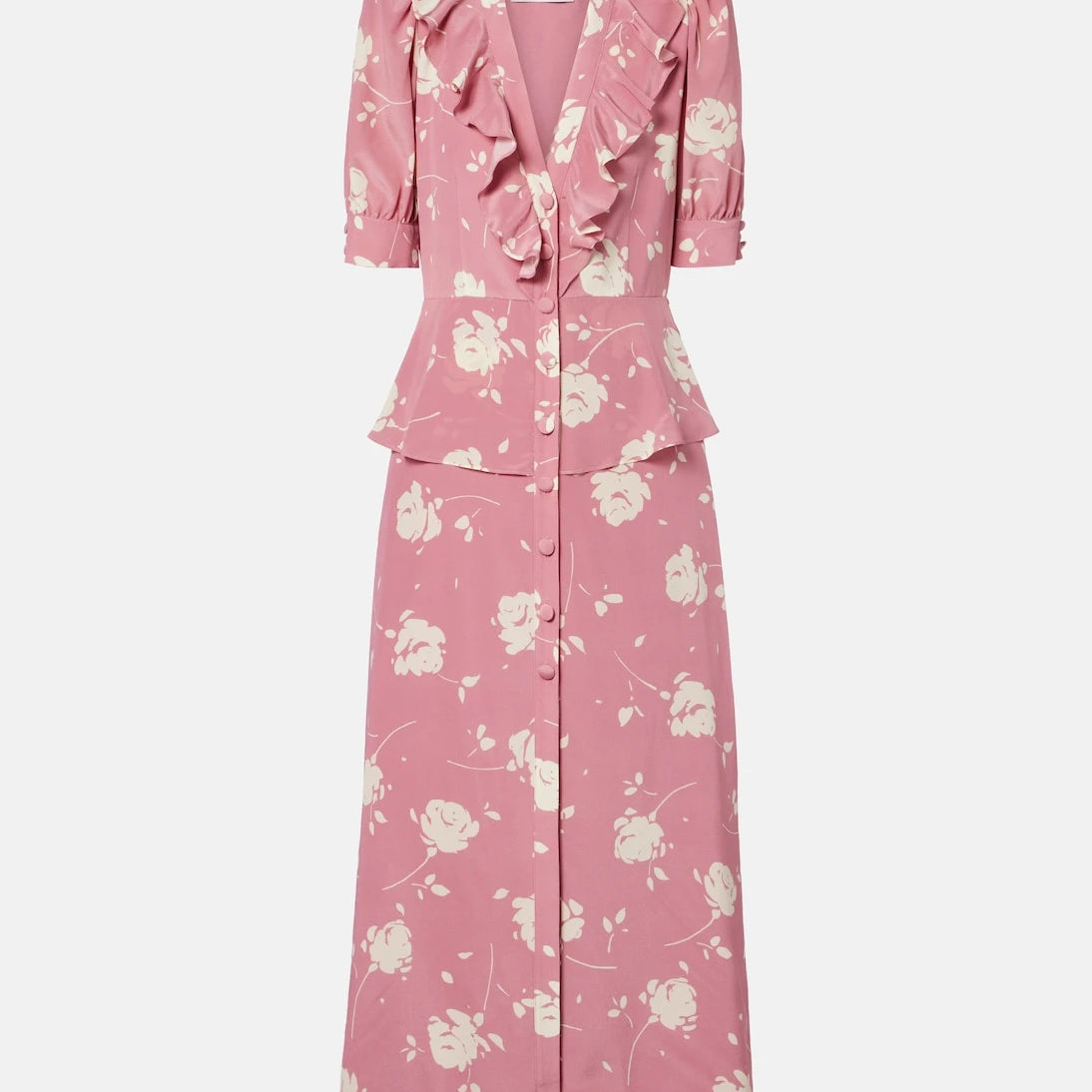 Alessandra Rich - Floral ruffled silk midi dress