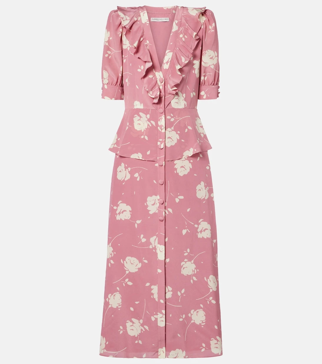 Alessandra Rich - Floral ruffled silk midi dress