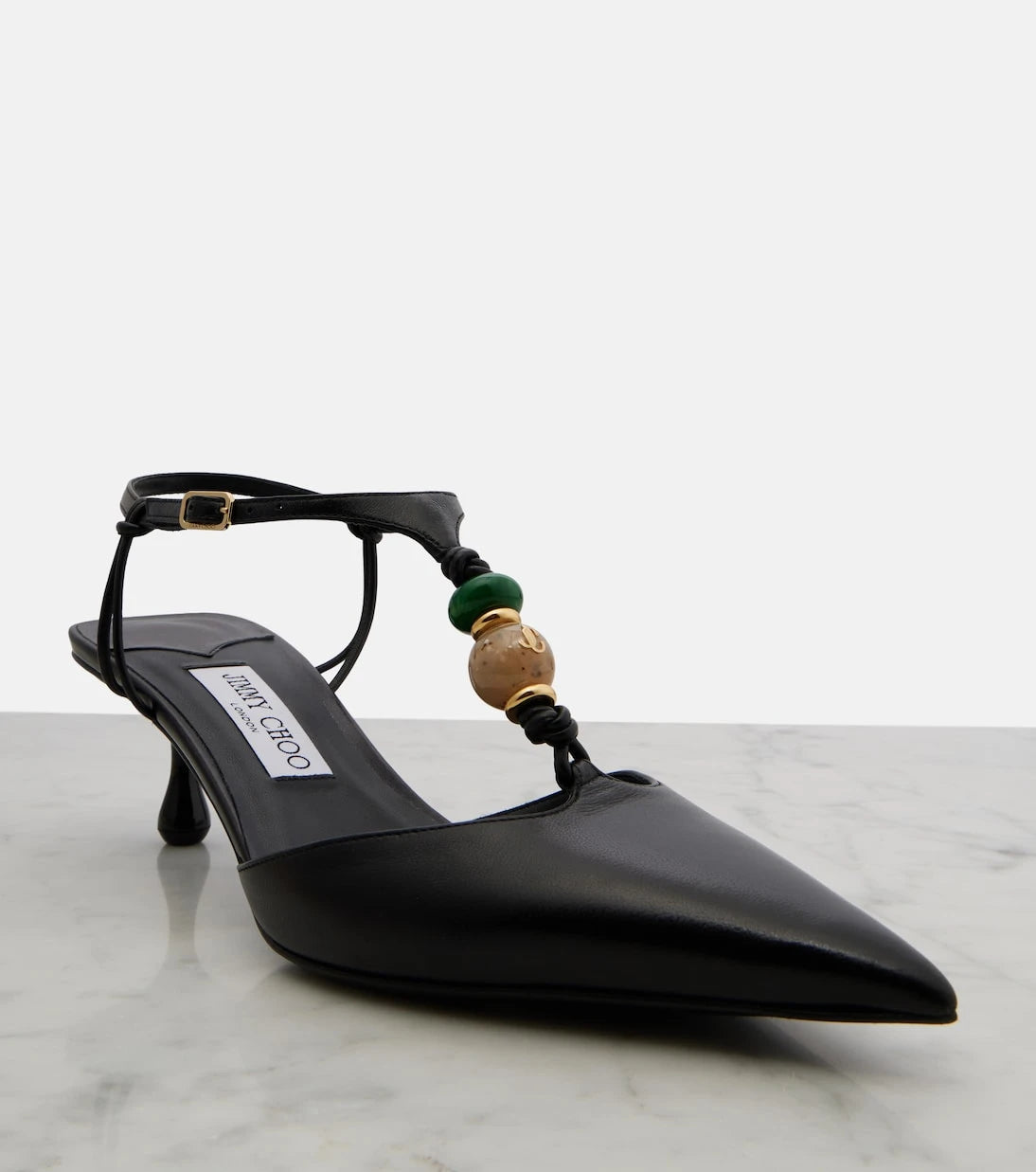 Jimmy Choo - Lauri embellished leather slingback pumps