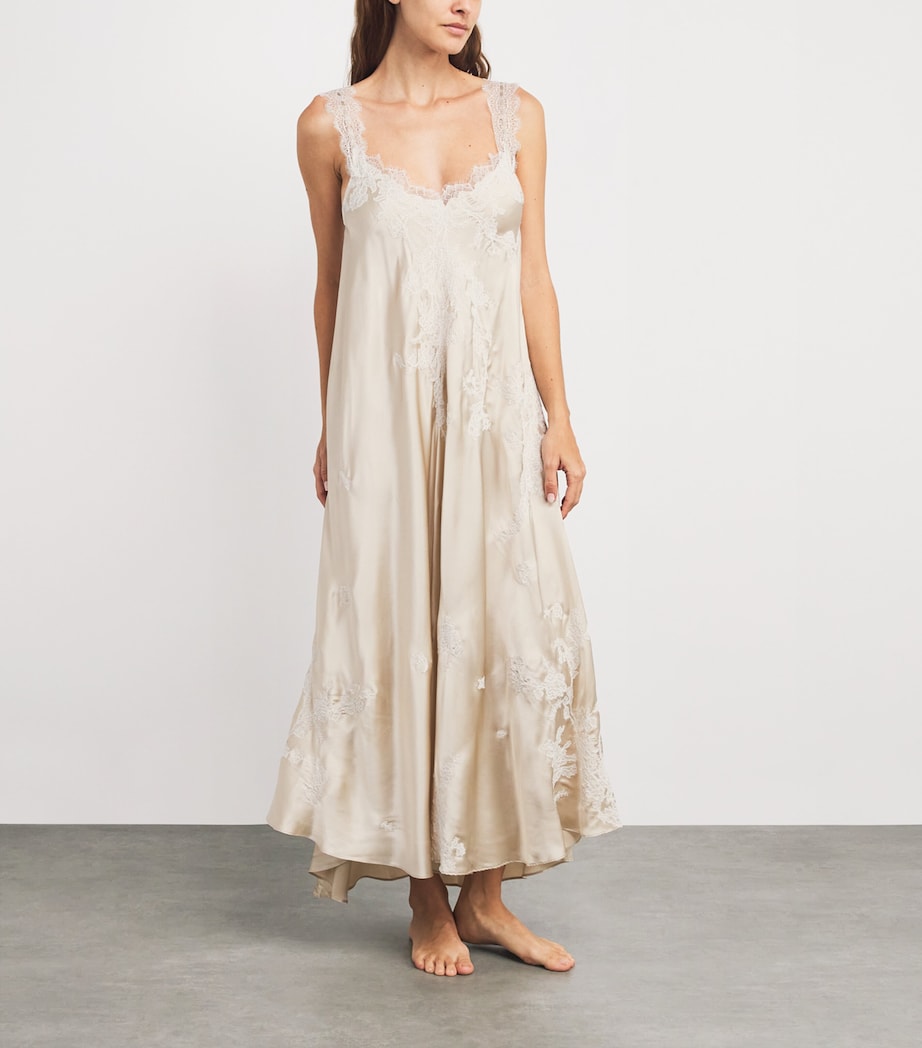 TORLOWEI Ivory Silk Lace Patsy Nightdress