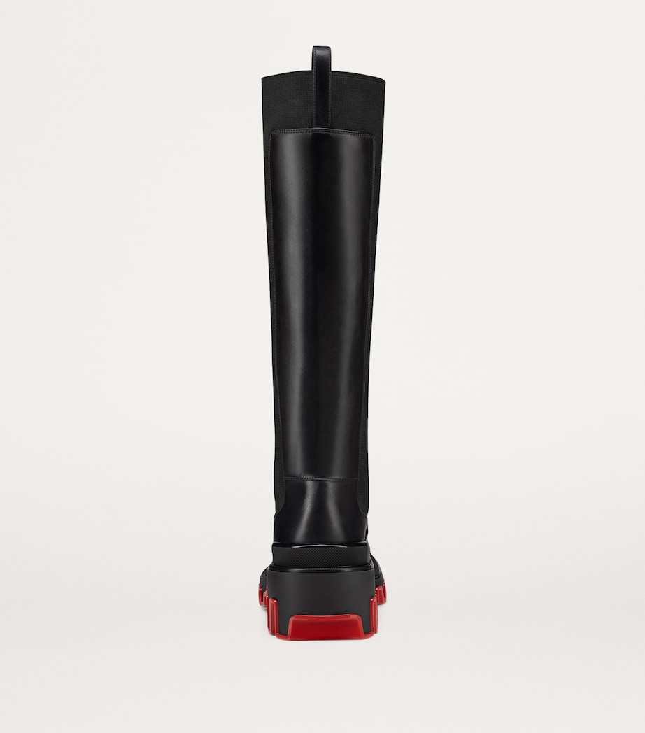 Christian Louboutin Red Marchacroche Dune Leather Knee-High Boots