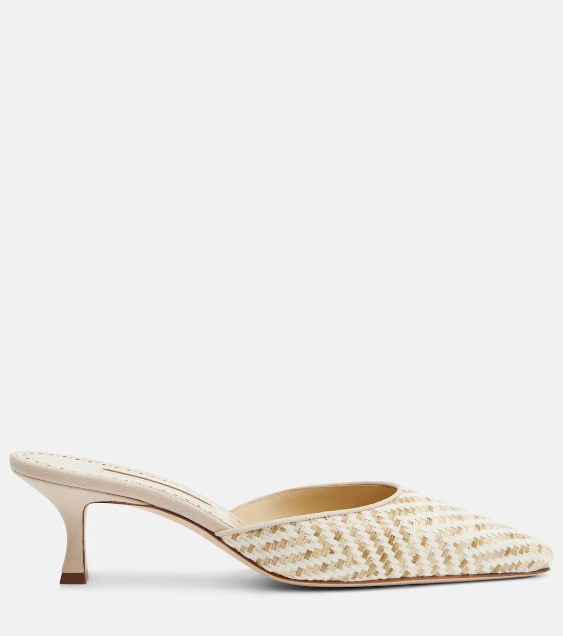 Manolo Blahnik - Carolyne leather-trimmed woven mules