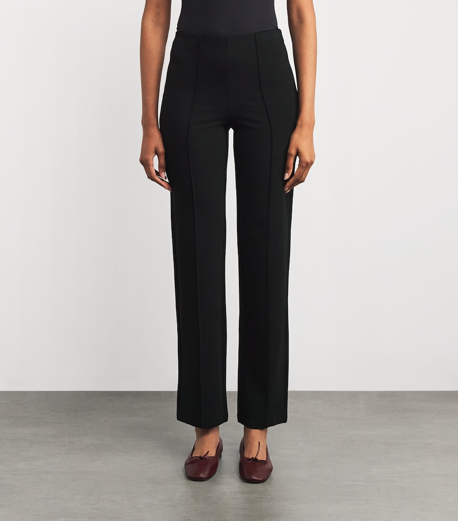 Skims Black High-Waist Pintuck Straight Leg Trousers