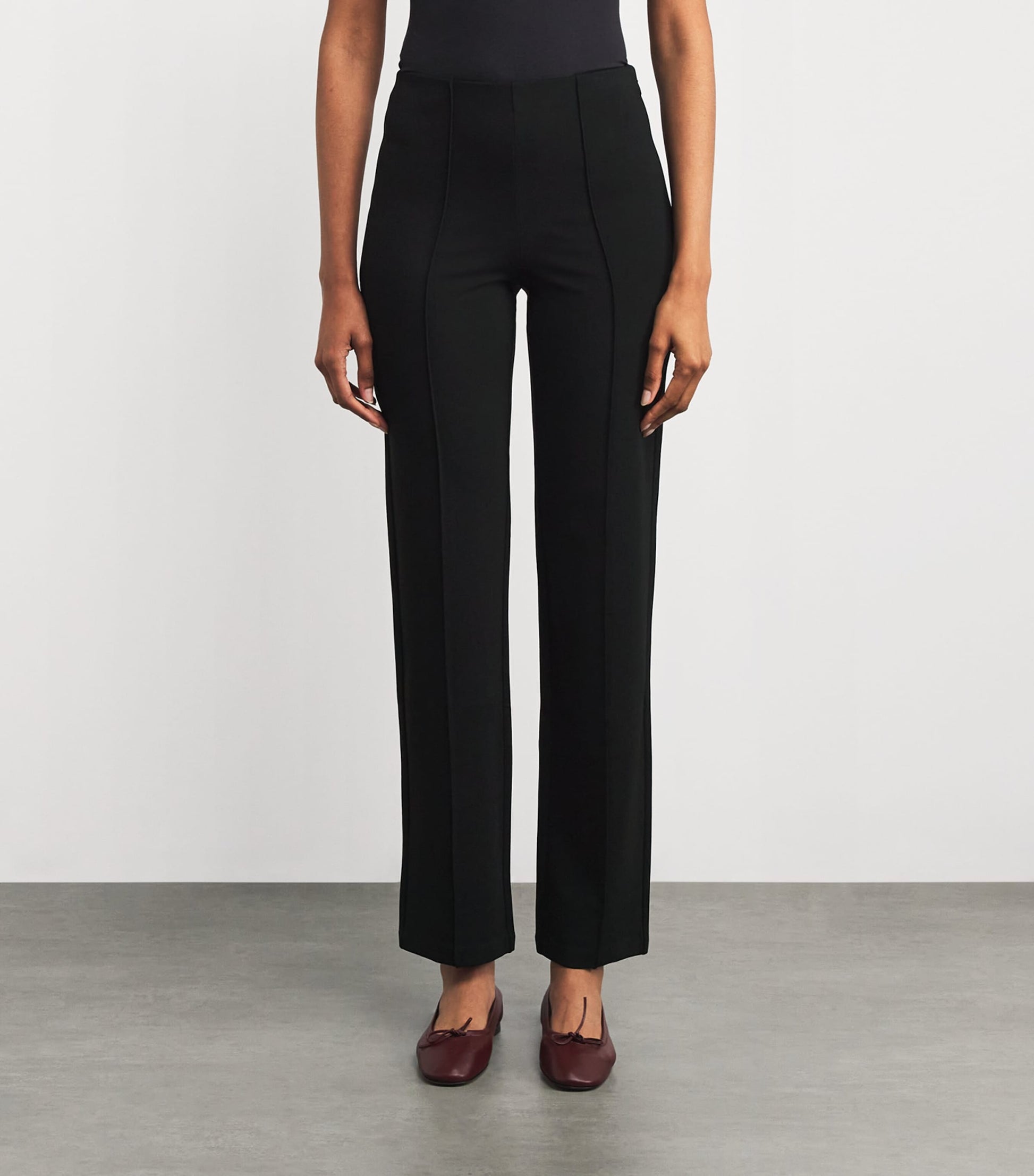 Skims Black High-Waist Pintuck Straight Leg Trousers