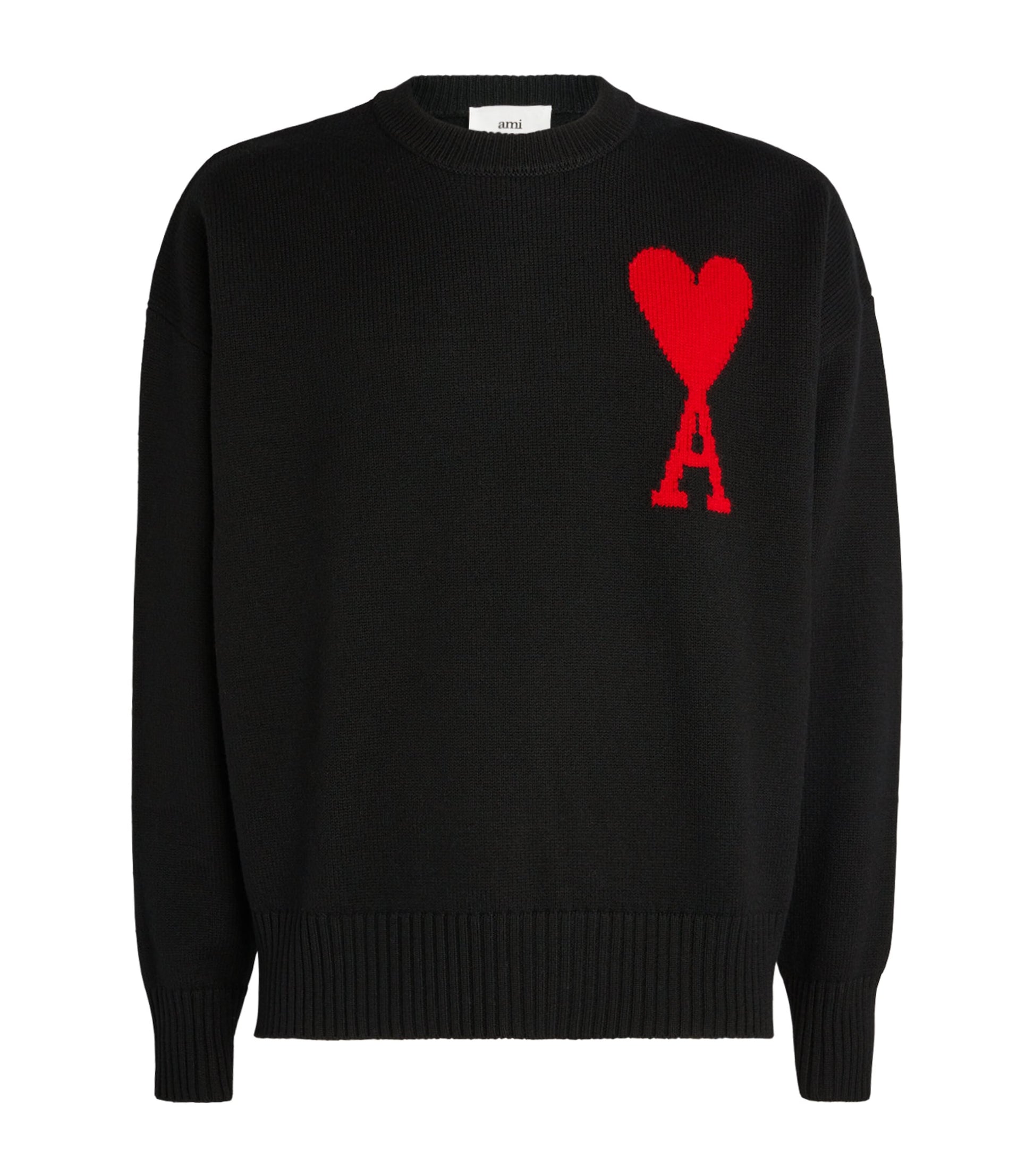 AMI Paris Black Virgin Wool Ami de Coeur Sweater