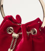 Jimmy Choo Red Bon Bon Velvet Bucket Bag