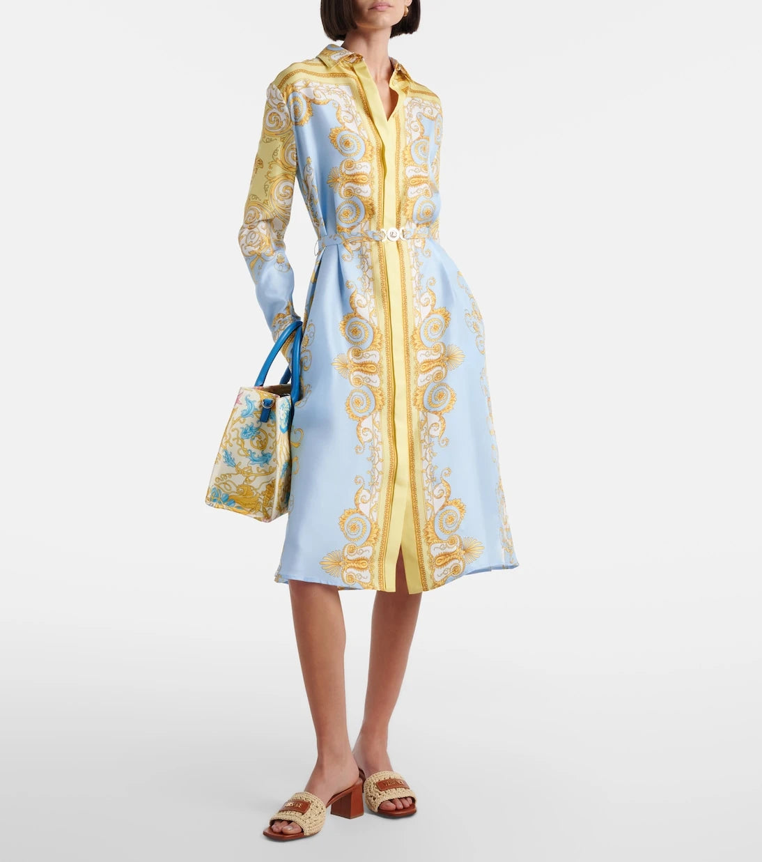 Versace - Logo raffia and leather mules
