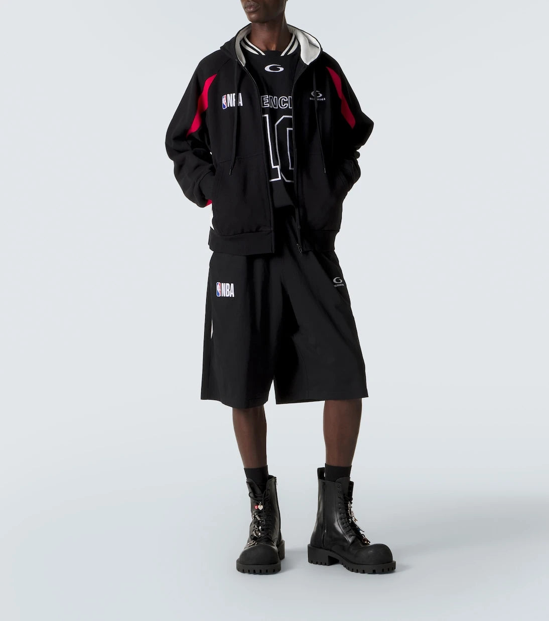 Balenciaga - x NBA logo cotton fleece shorts