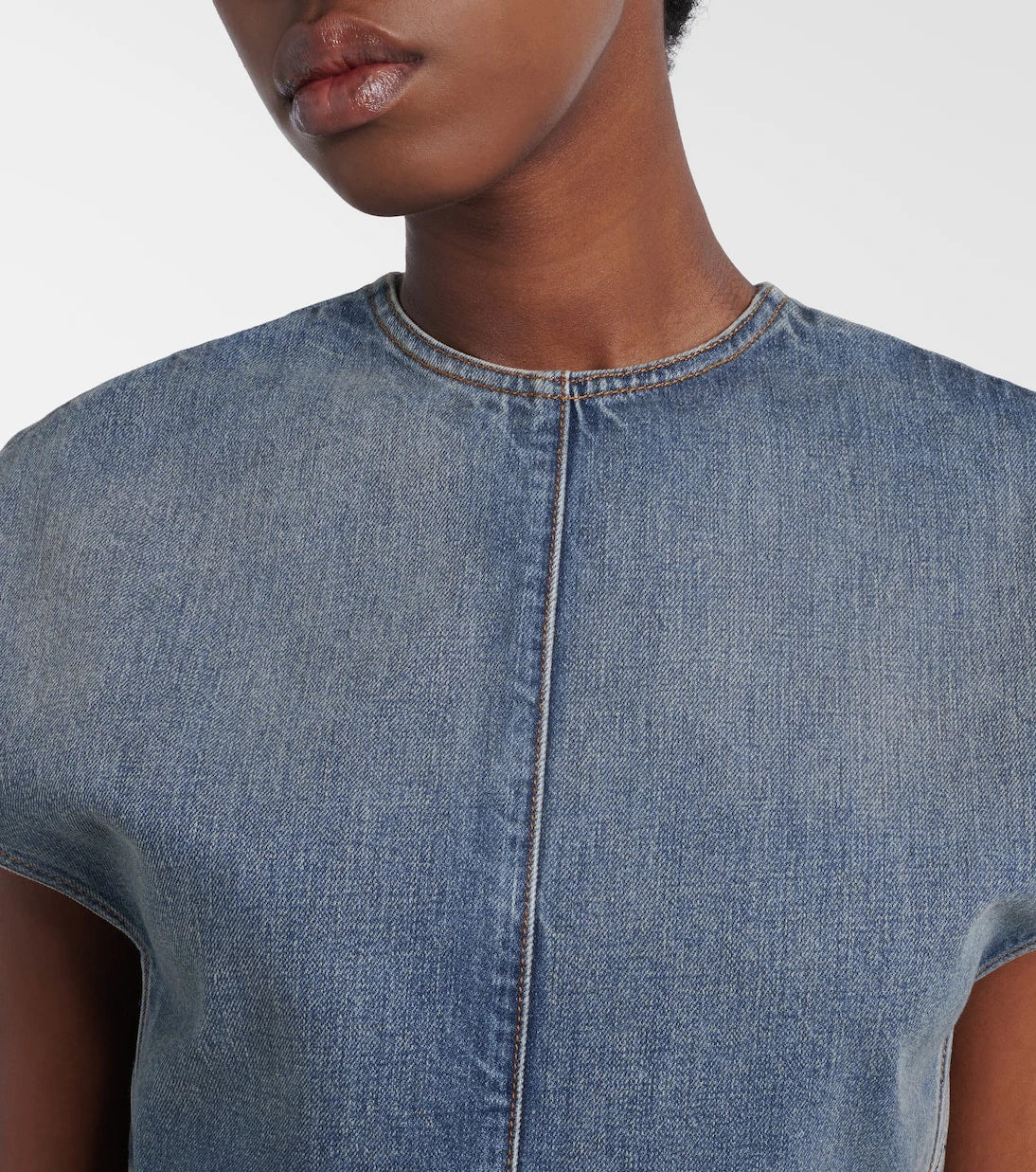 Alaïa - Belted denim crop top