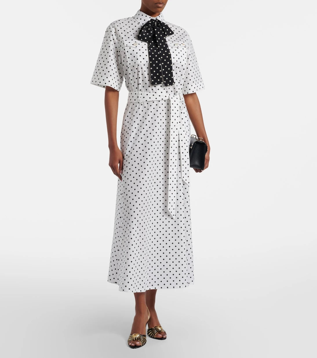Valentino - Polka-dot cotton poplin midi dress