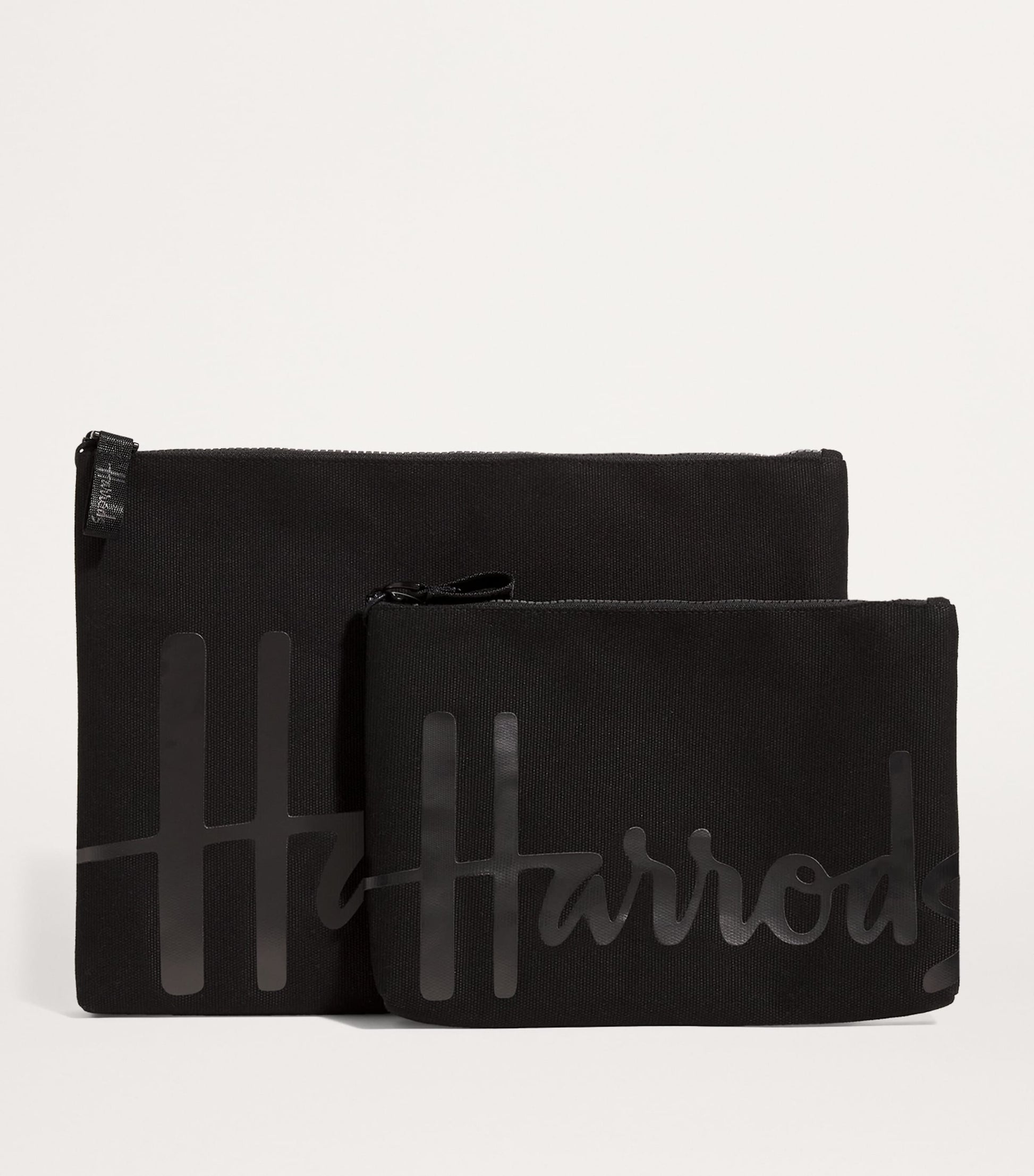 Harrods Black Medium Cotton Logo Pouch