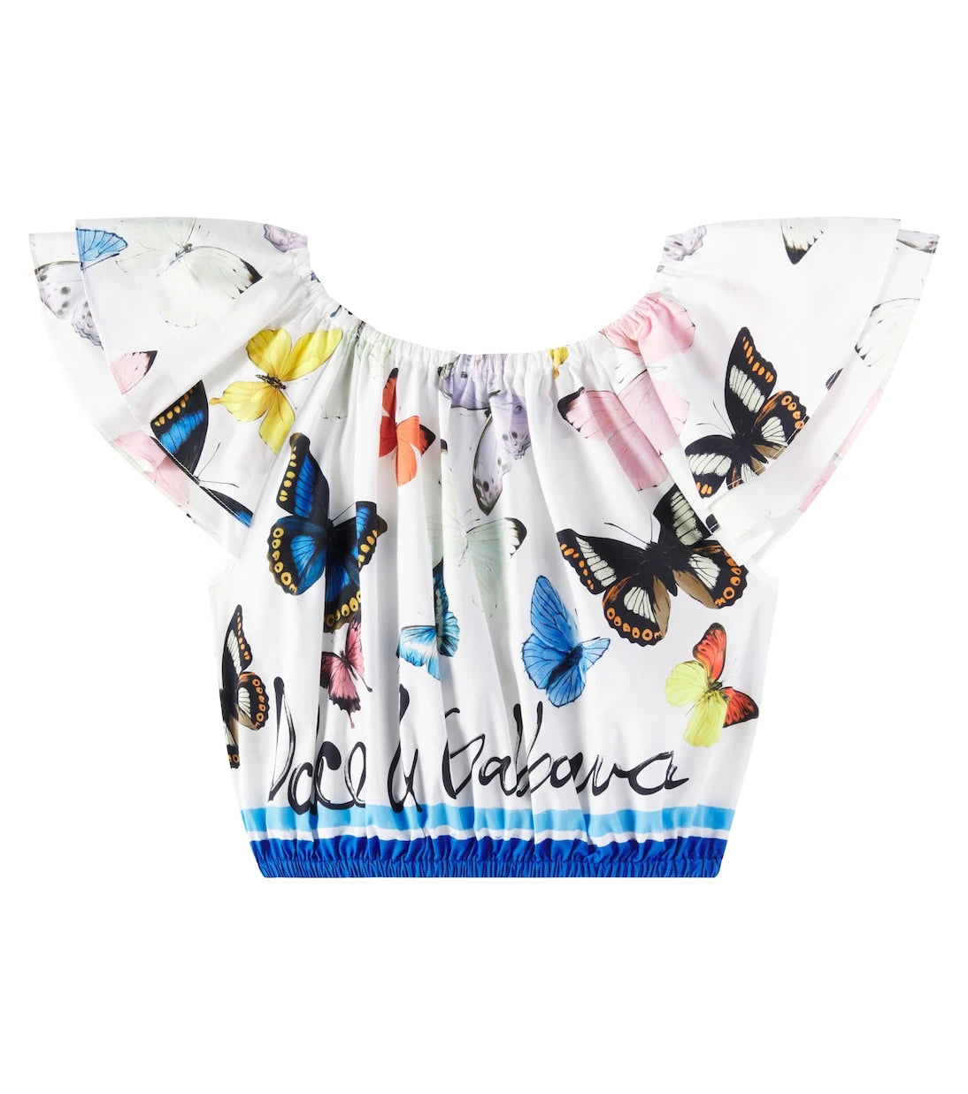 Dolce&Gabbana Kids - Ruffled printed cotton poplin top