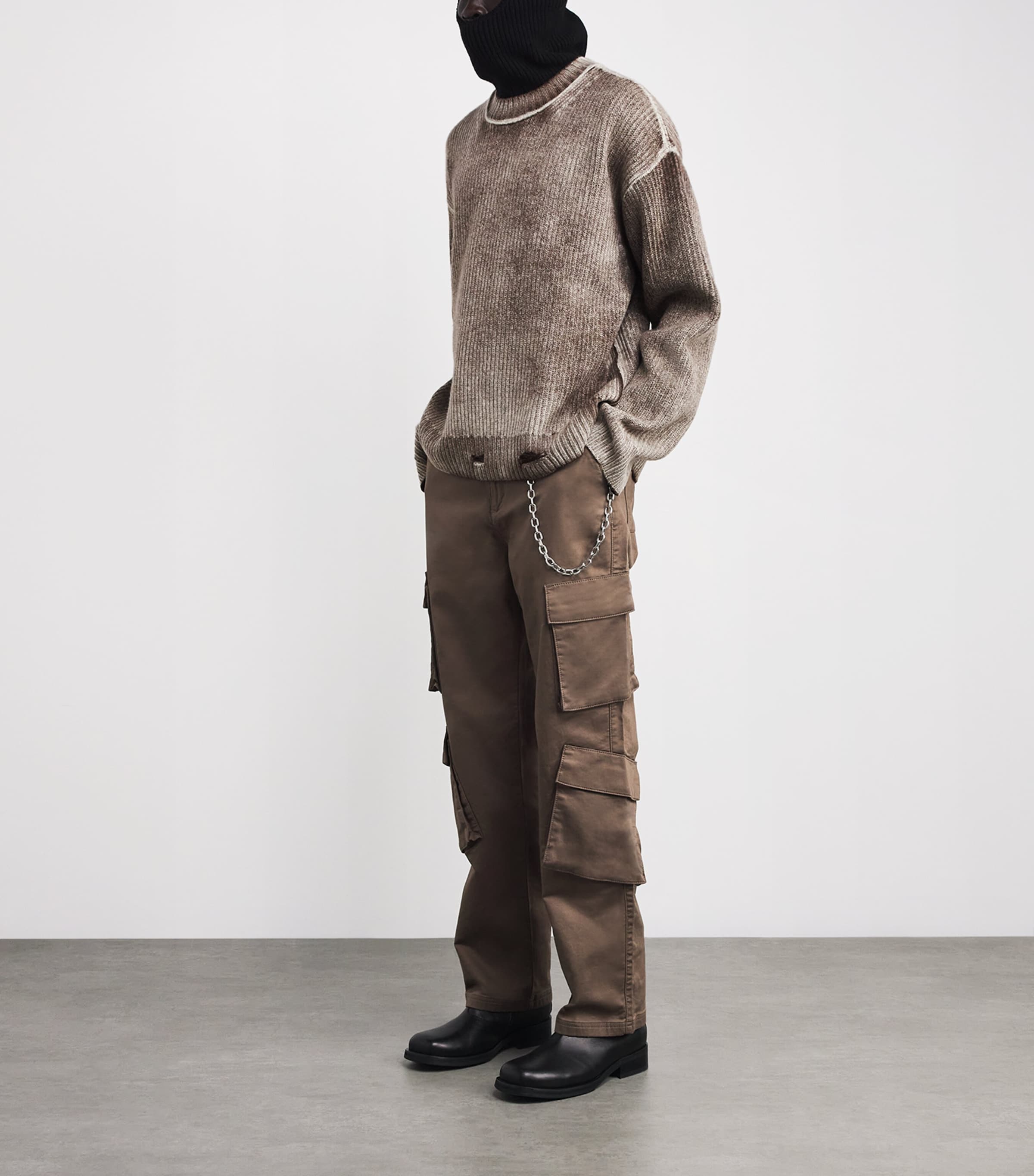 Black Wool Distressed Sweater