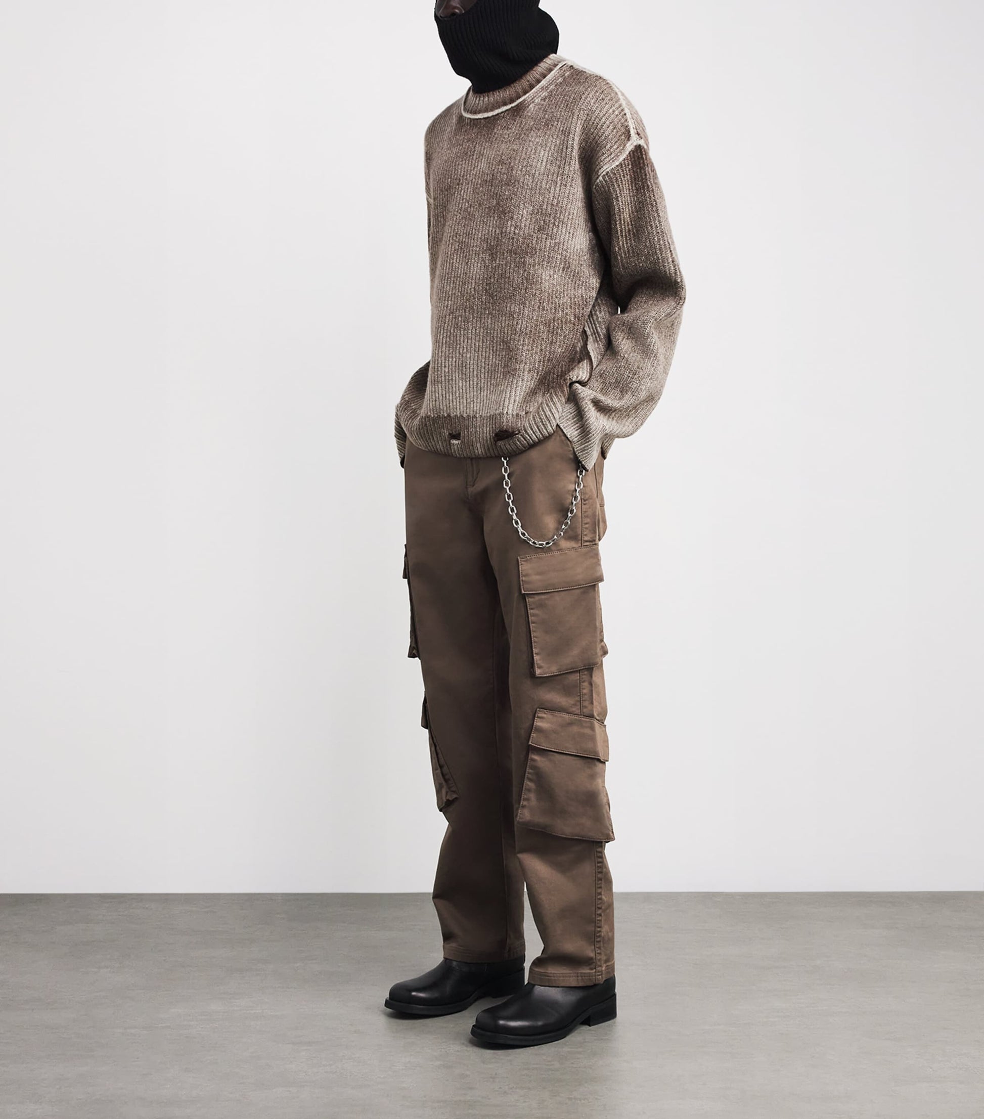 Black Wool Distressed Sweater