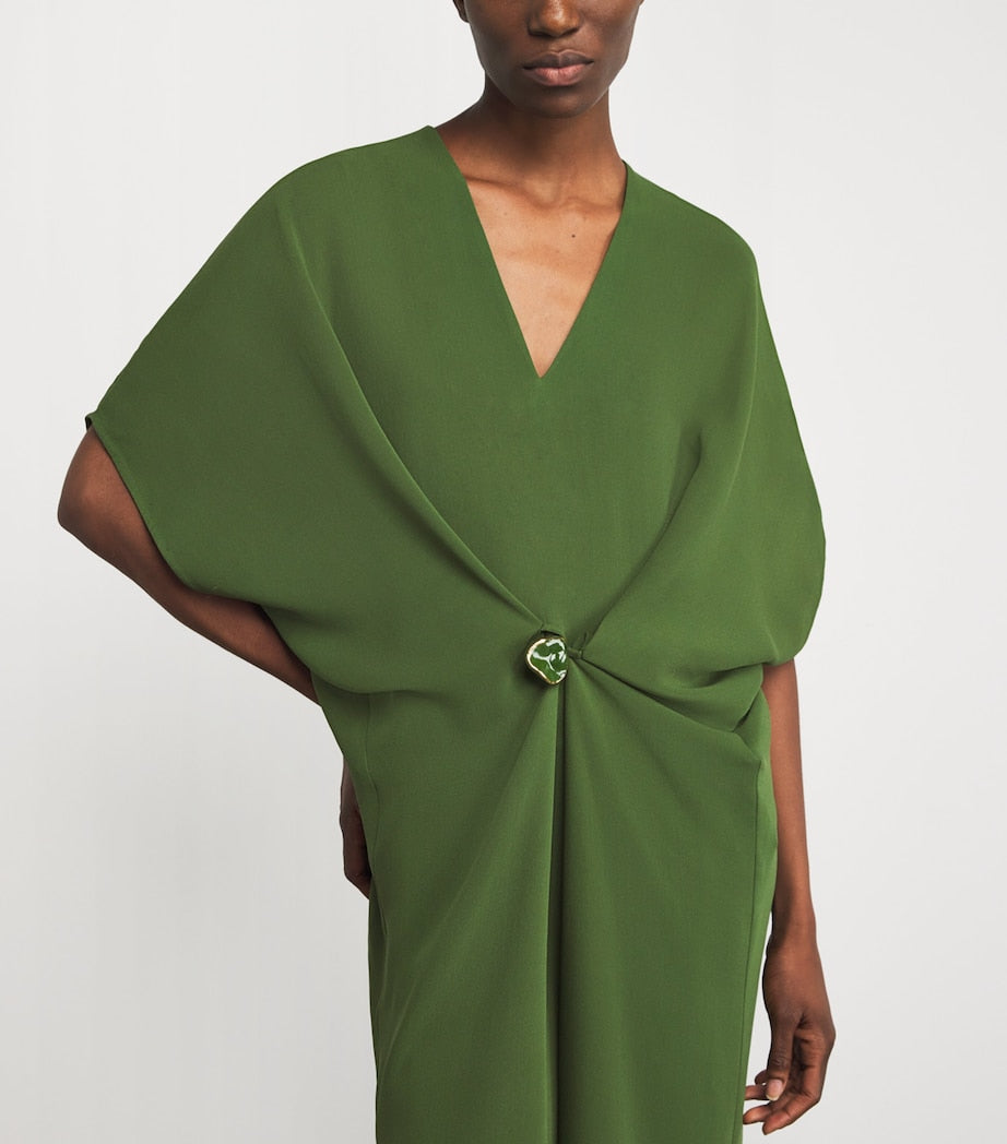 Yves Salomon Green Silk Crepe Dress