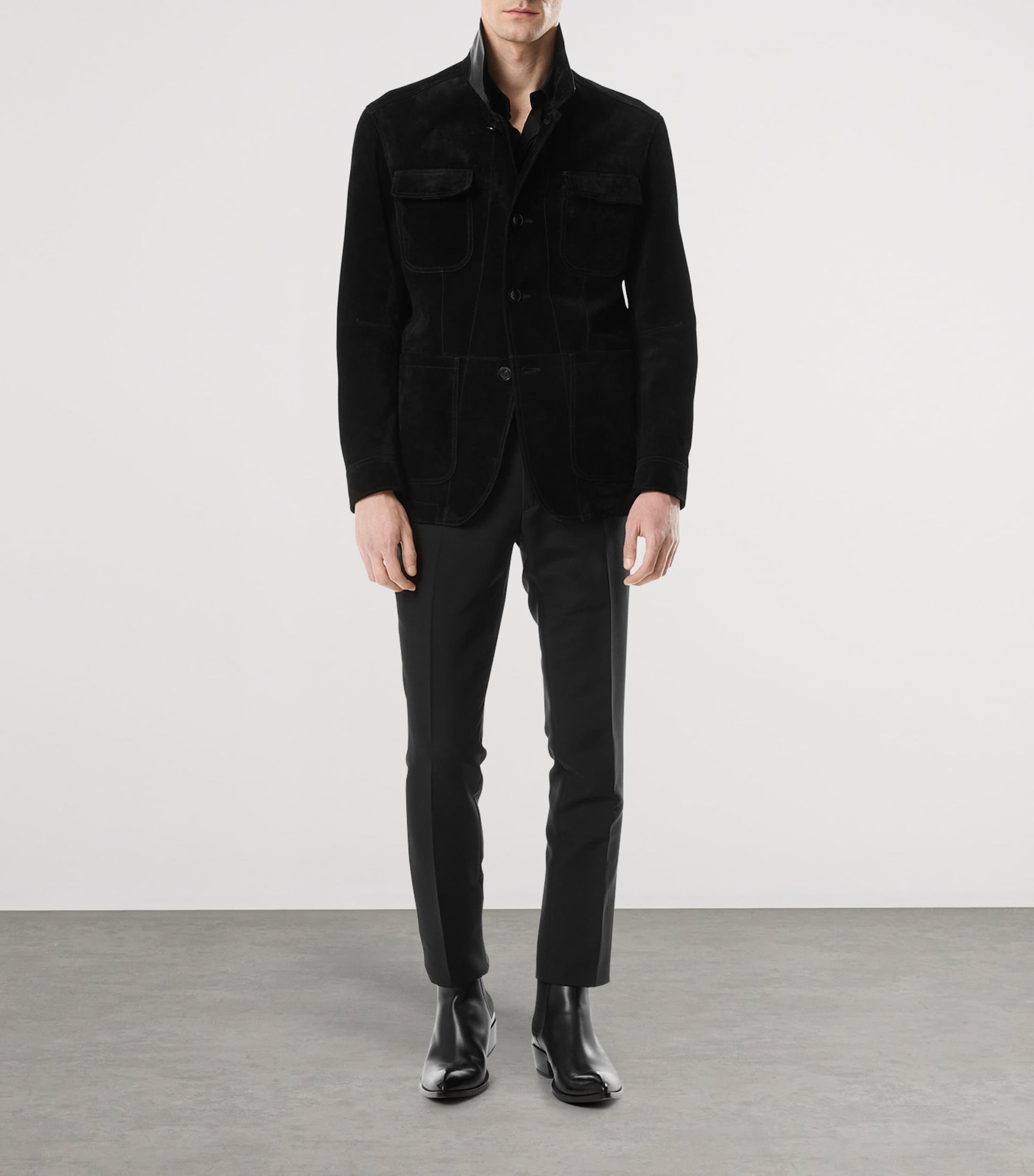 Black Suede Military Jacket