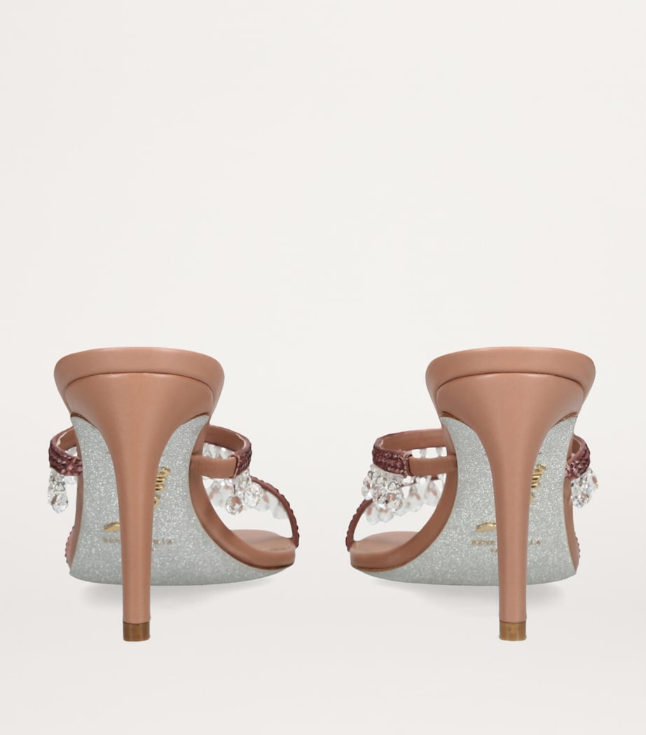 René Caovilla Pink Satin Chandelier Heeled Mules 80