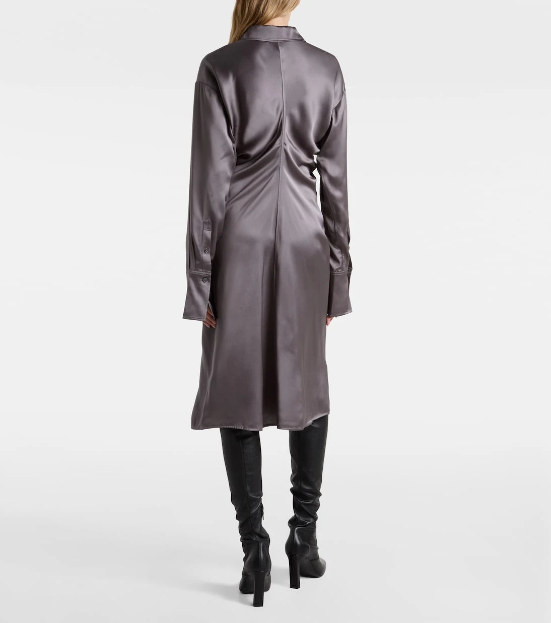 Toteme - Draped satin shirt dress