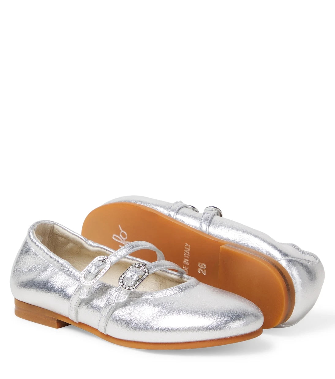 Il Gufo - Metallic leather Mary Jane flats