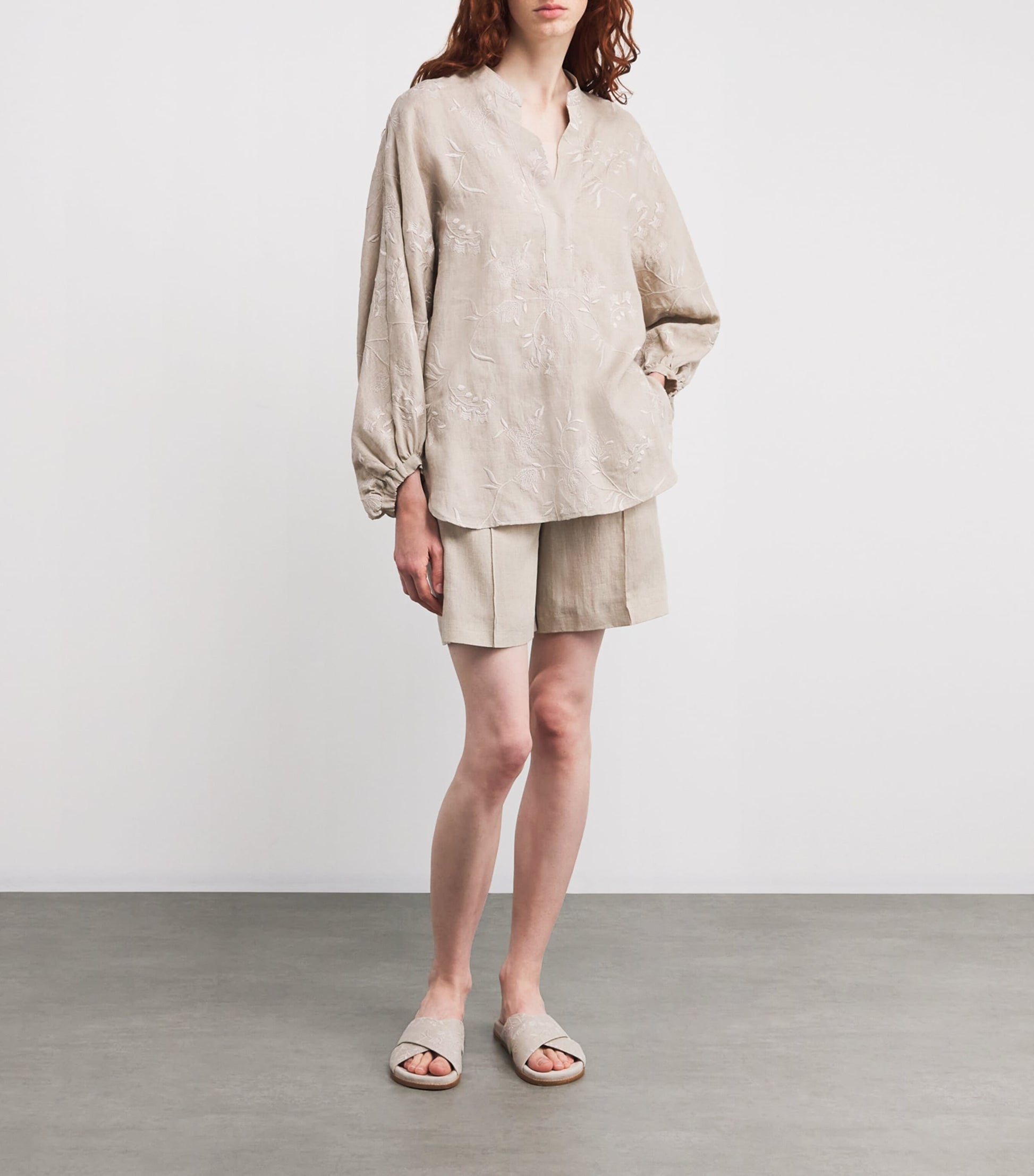 Eleventy x Harrods Linen Bermuda Shorts