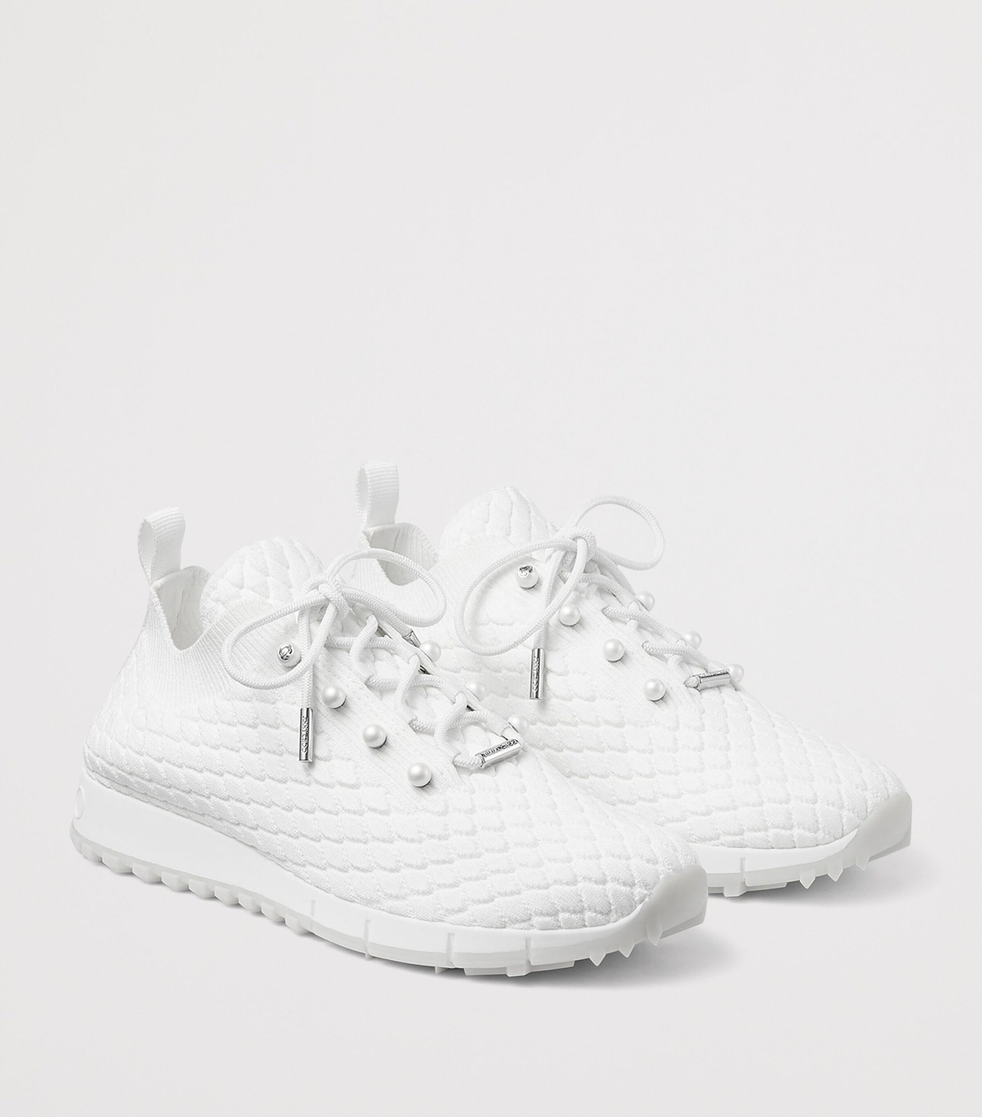 Jimmy Choo White Veles Knitted Sneakers