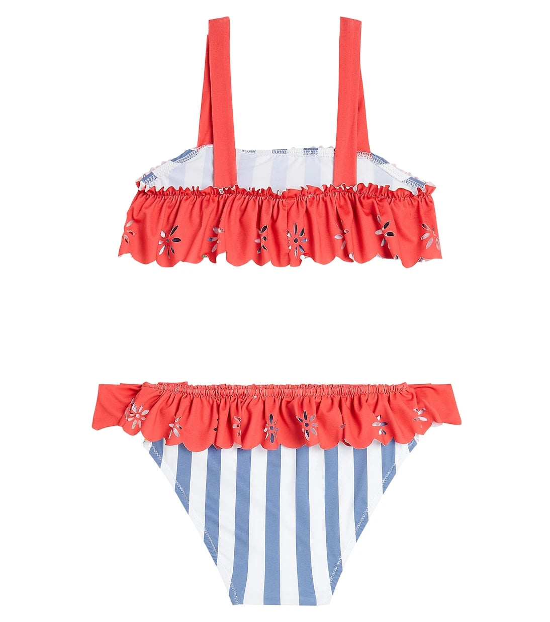 Patachou - Striped ruffled bow-detail bikini