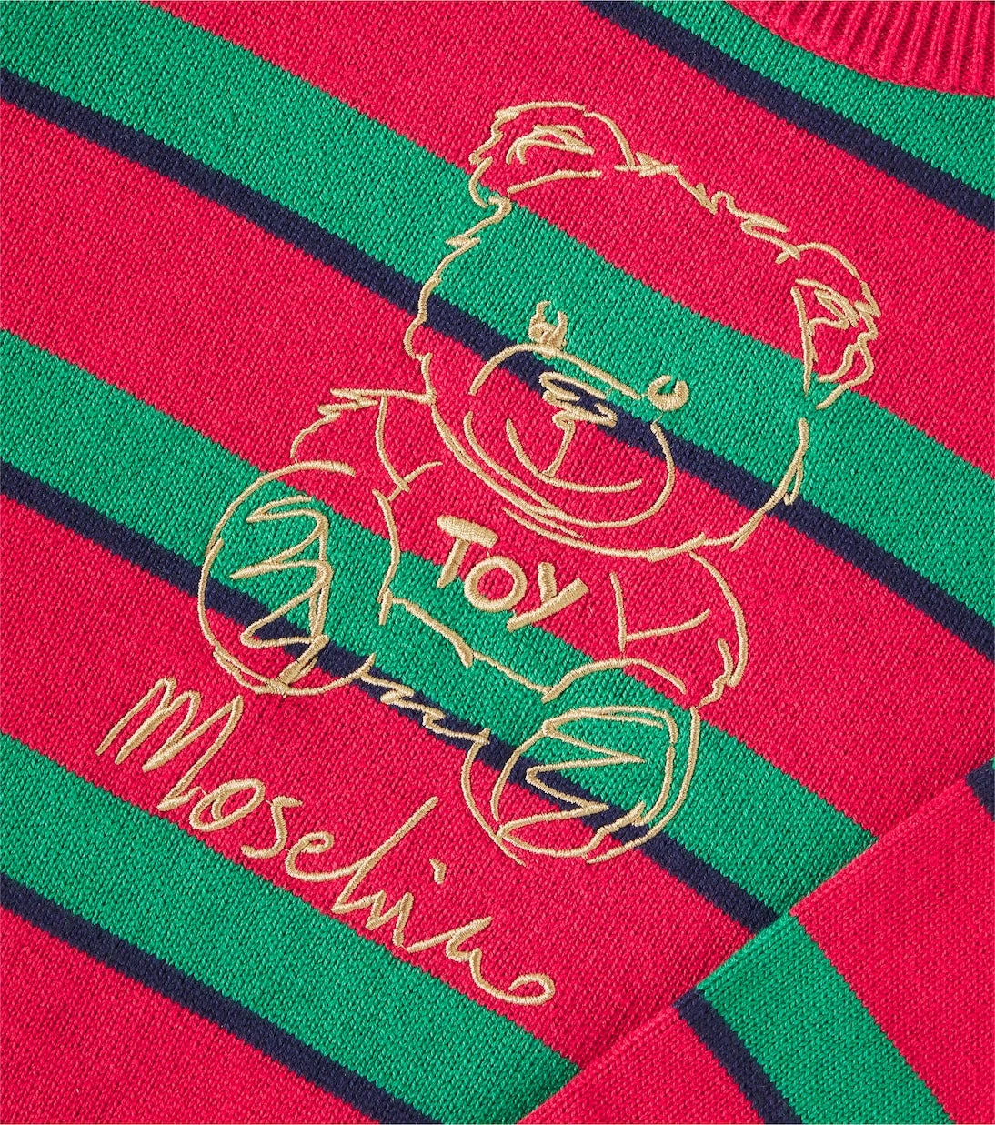 Moschino Kids - Ayıcıklı çizgili pamuk ve yün kazak