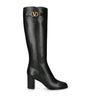 Valentino Garavani Black Leather VLogo Knee-High Boots 70
