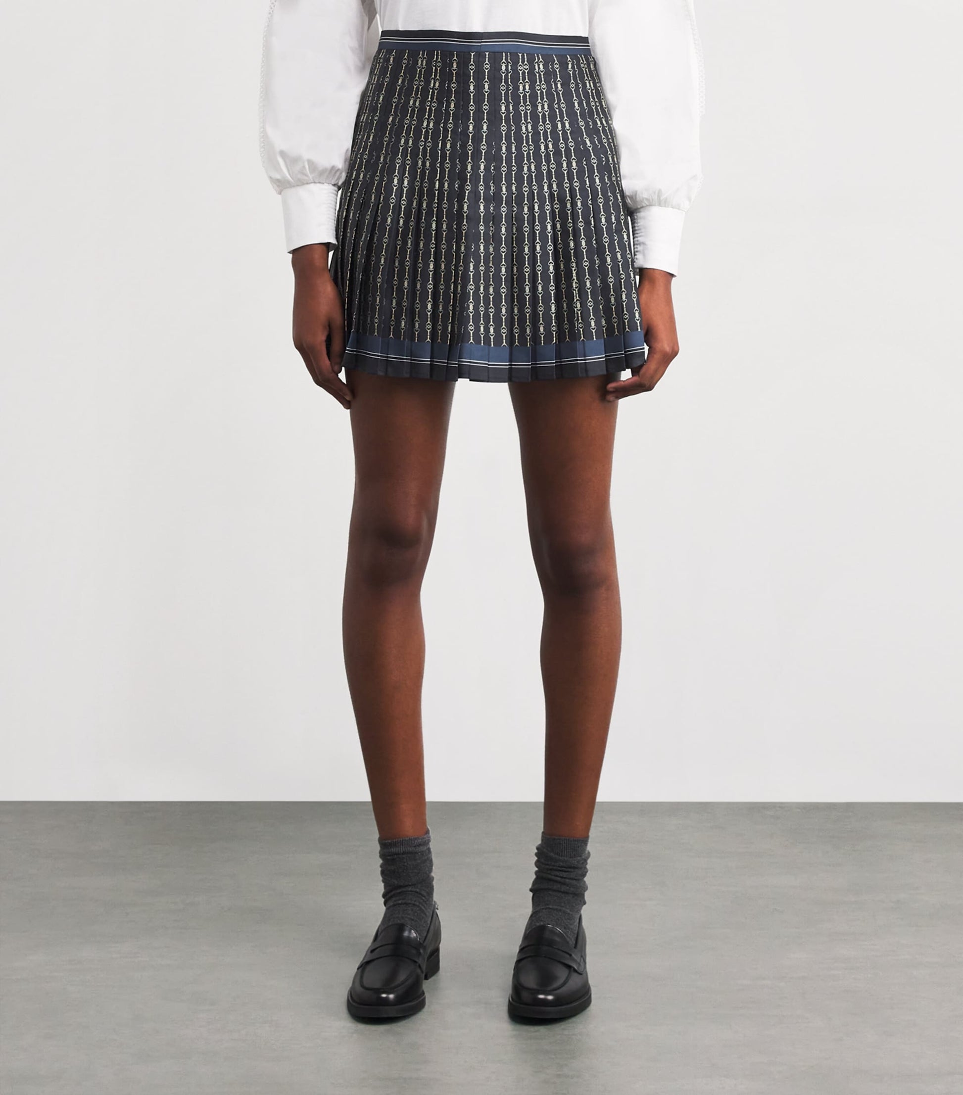 Claudie Pierlot Black Pleated Printed Mini Skirt