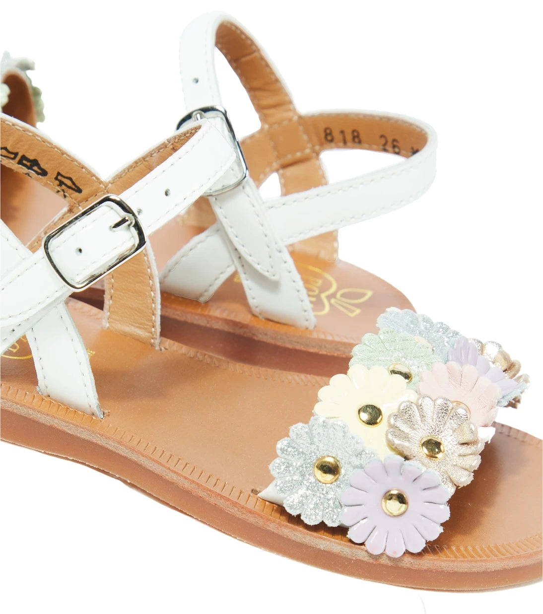 Pom d'Api - Plagate floral-appliqué leather sandals