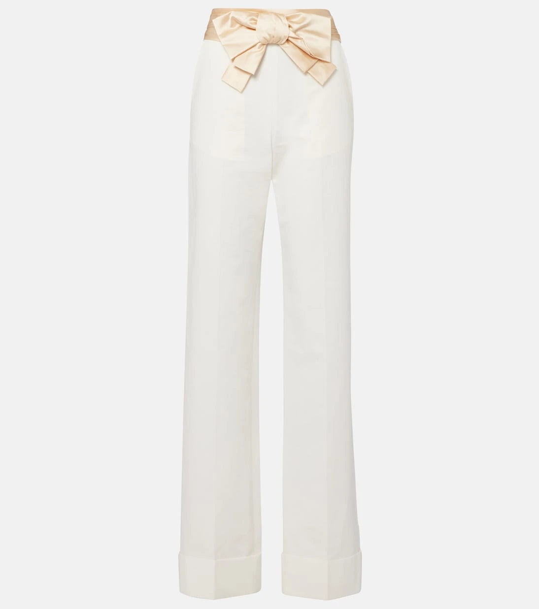 Valentino - High-rise cotton and linen straight pants