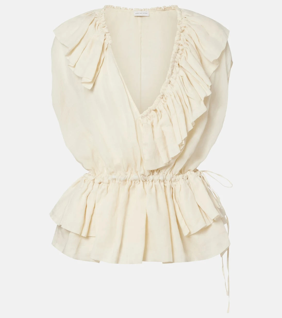 Dries Van Noten - Ruffled peplum ramie top