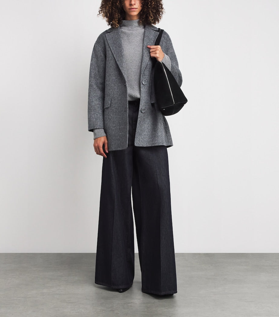 Max Mara Grey Virgin Wool Single-Breasted Jacket