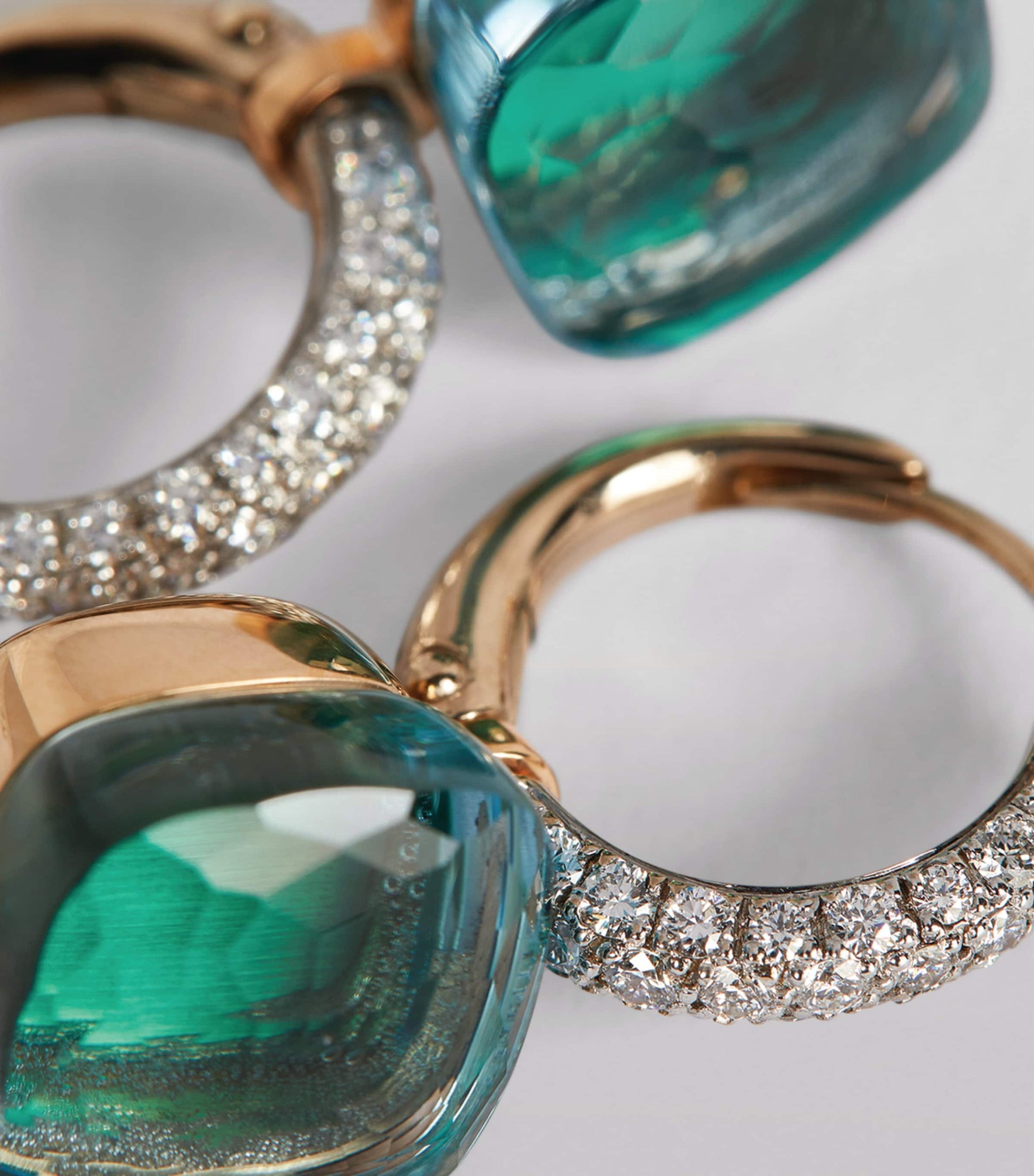 White Gold, Diamond, Blue Topaz and Agate Nudo Classic Drop Earrings