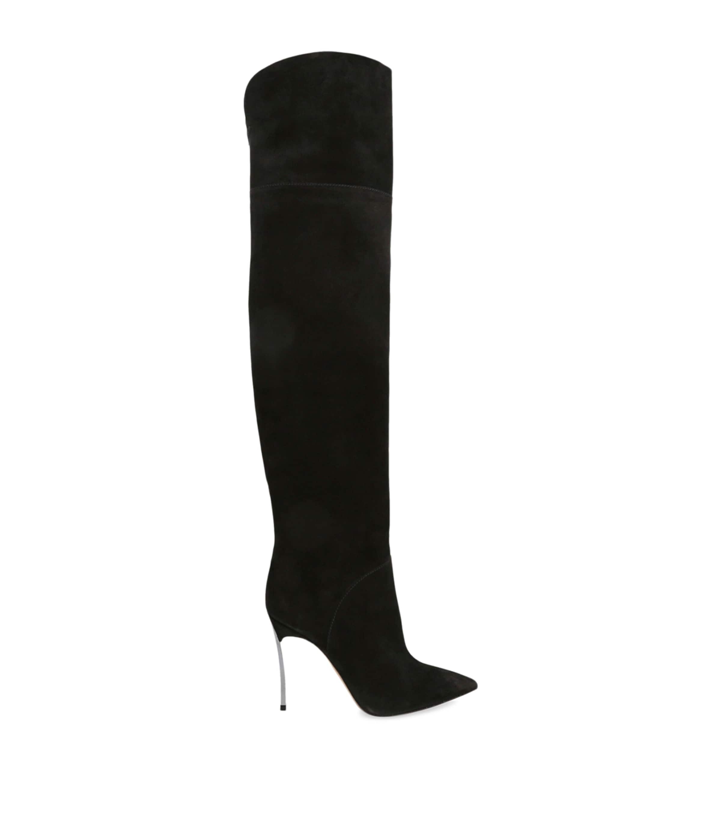 Casadei Black Suede Blade Over-The-Knee Boots 100