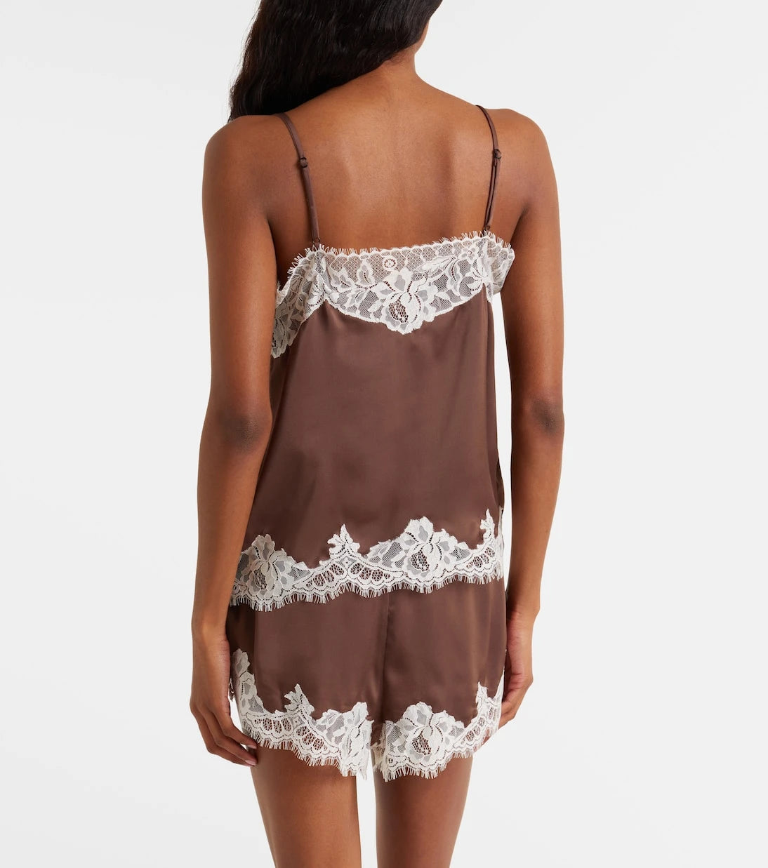 Faithfull - Lace-trimmed satin top