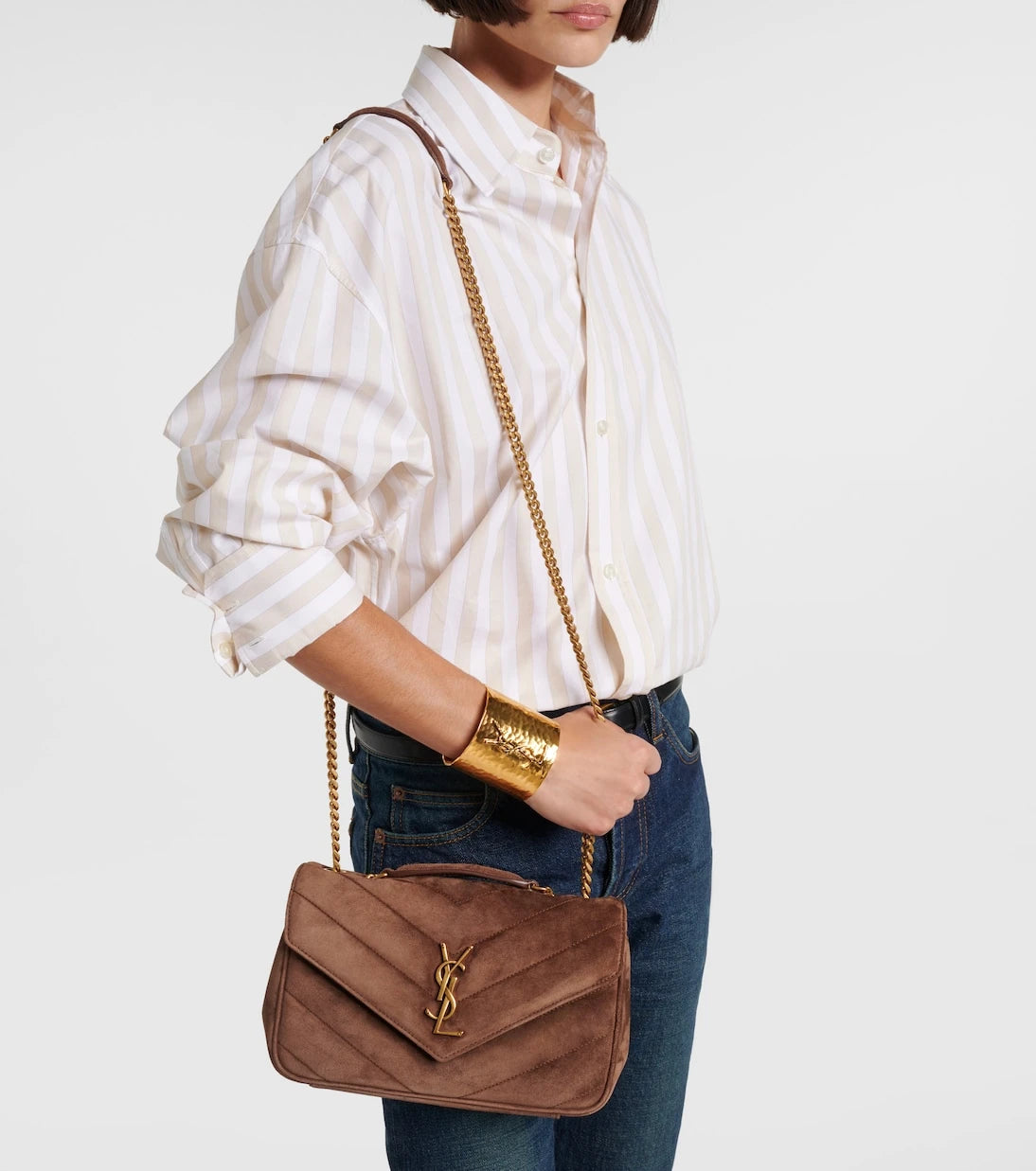 Saint Laurent - Loulou Small matelassé suede shoulder bag