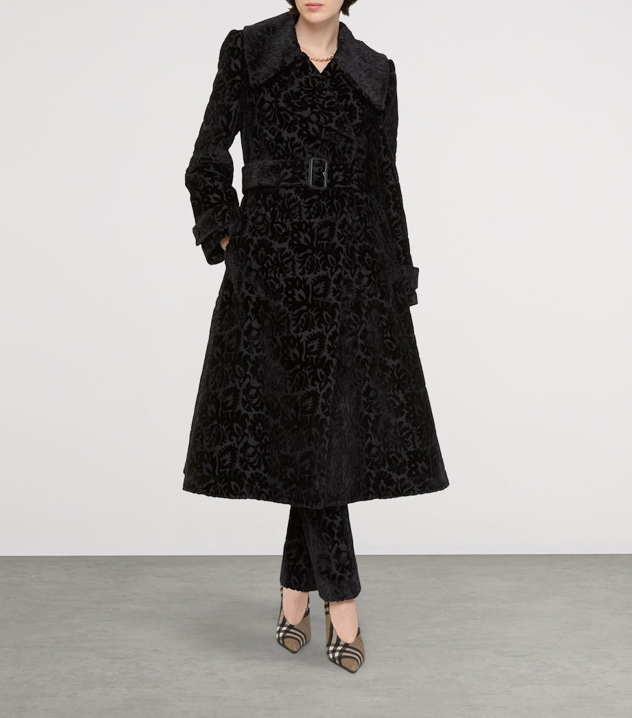Burberry Black Silk-Blend Velvet Tailored Coat