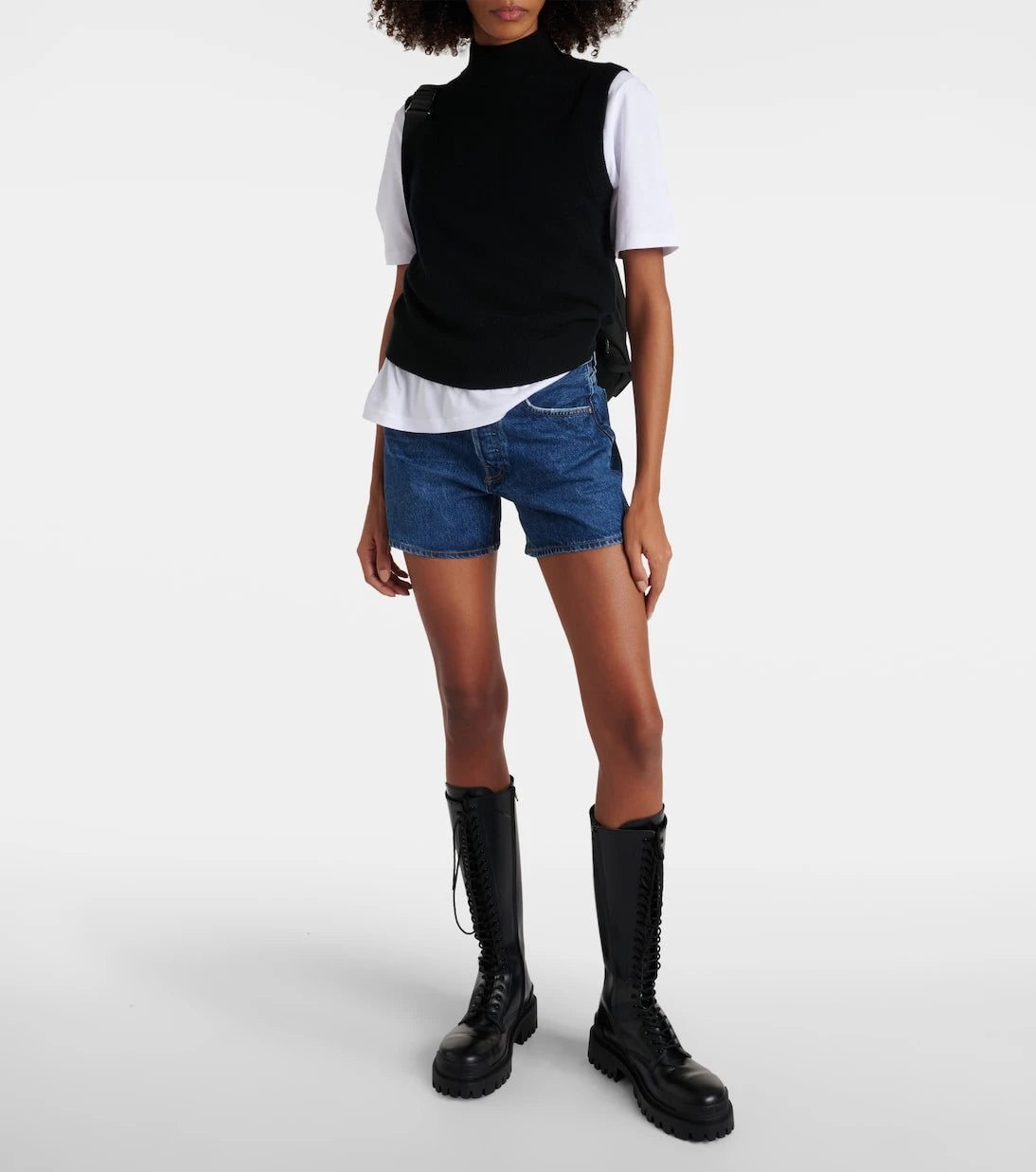 Agolde - Parker Long high-rise denim shorts