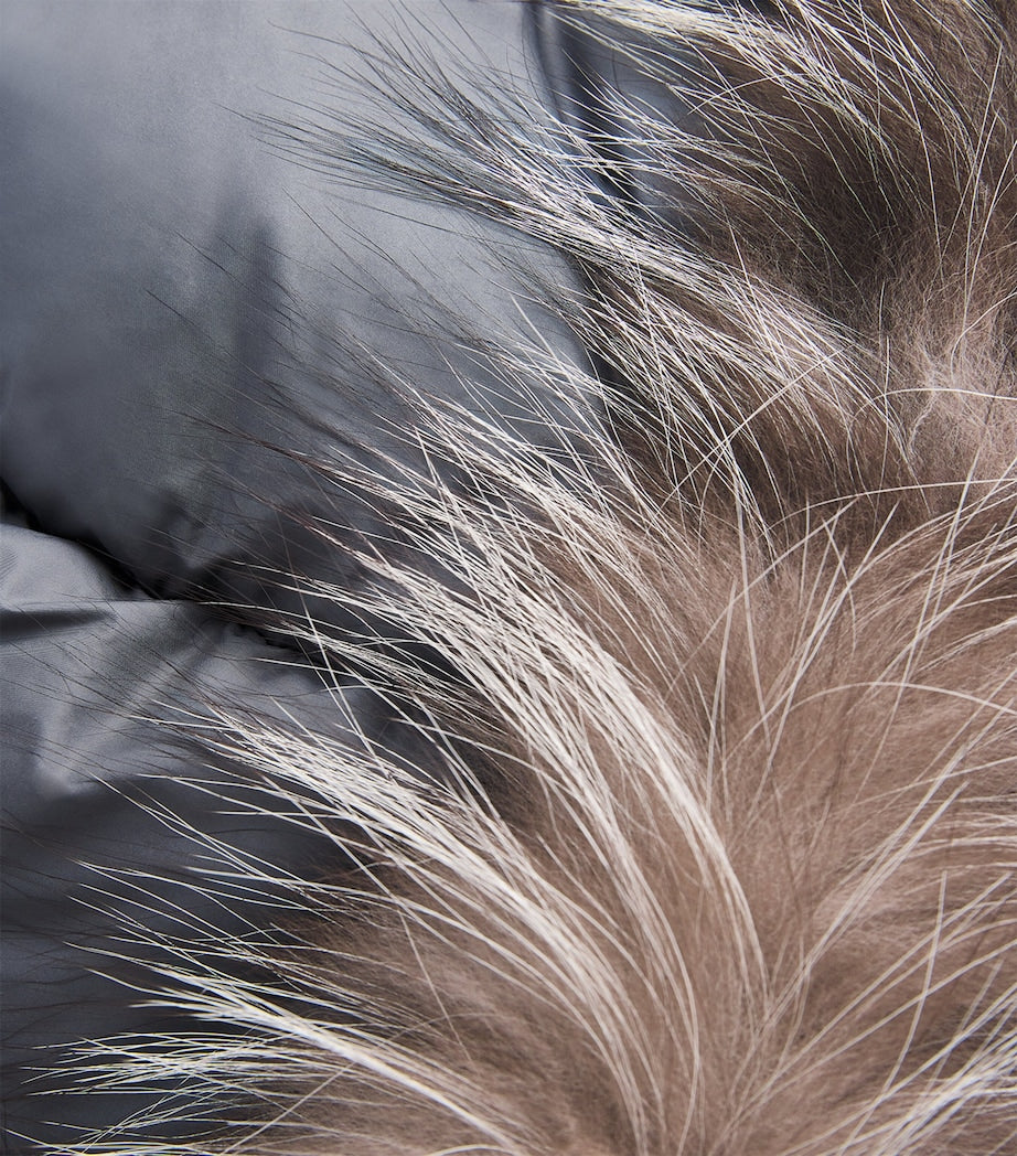 Fabiana Filippi Grey Fox Fur-Trim Puffer Jacket