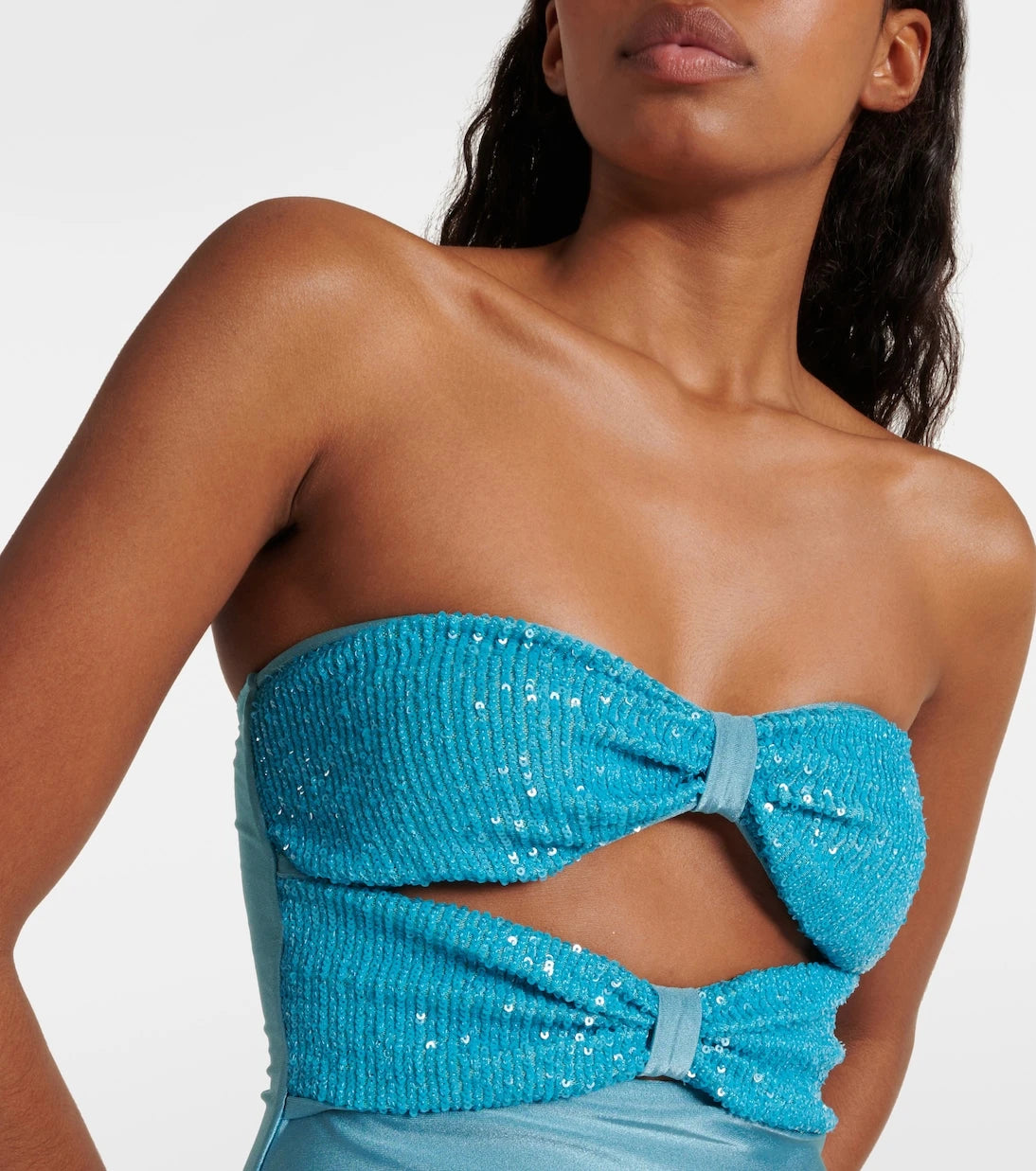Adriana Degreas - Sequined cutout strapless swimsuit