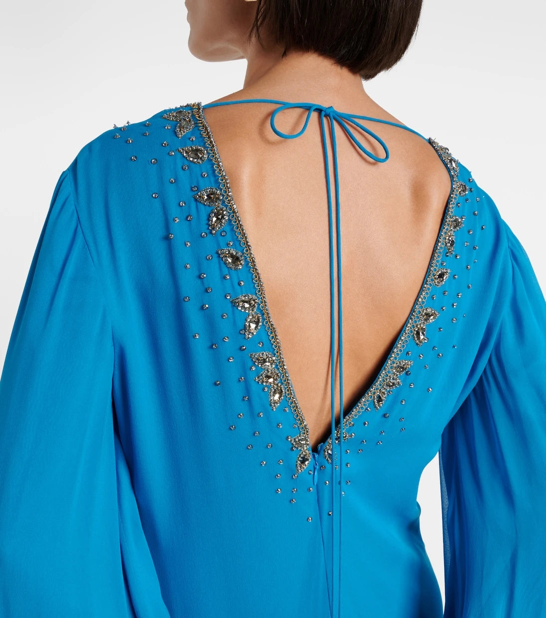 Valentino - Embellished silk georgette midi dress