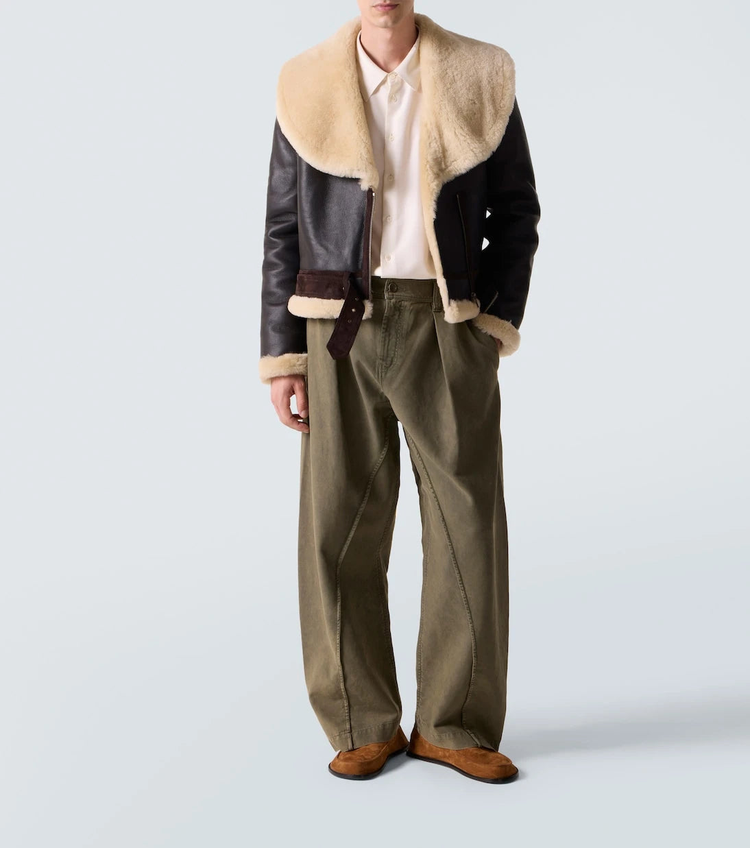 JW Anderson - Shearling-trimmed leather jacket