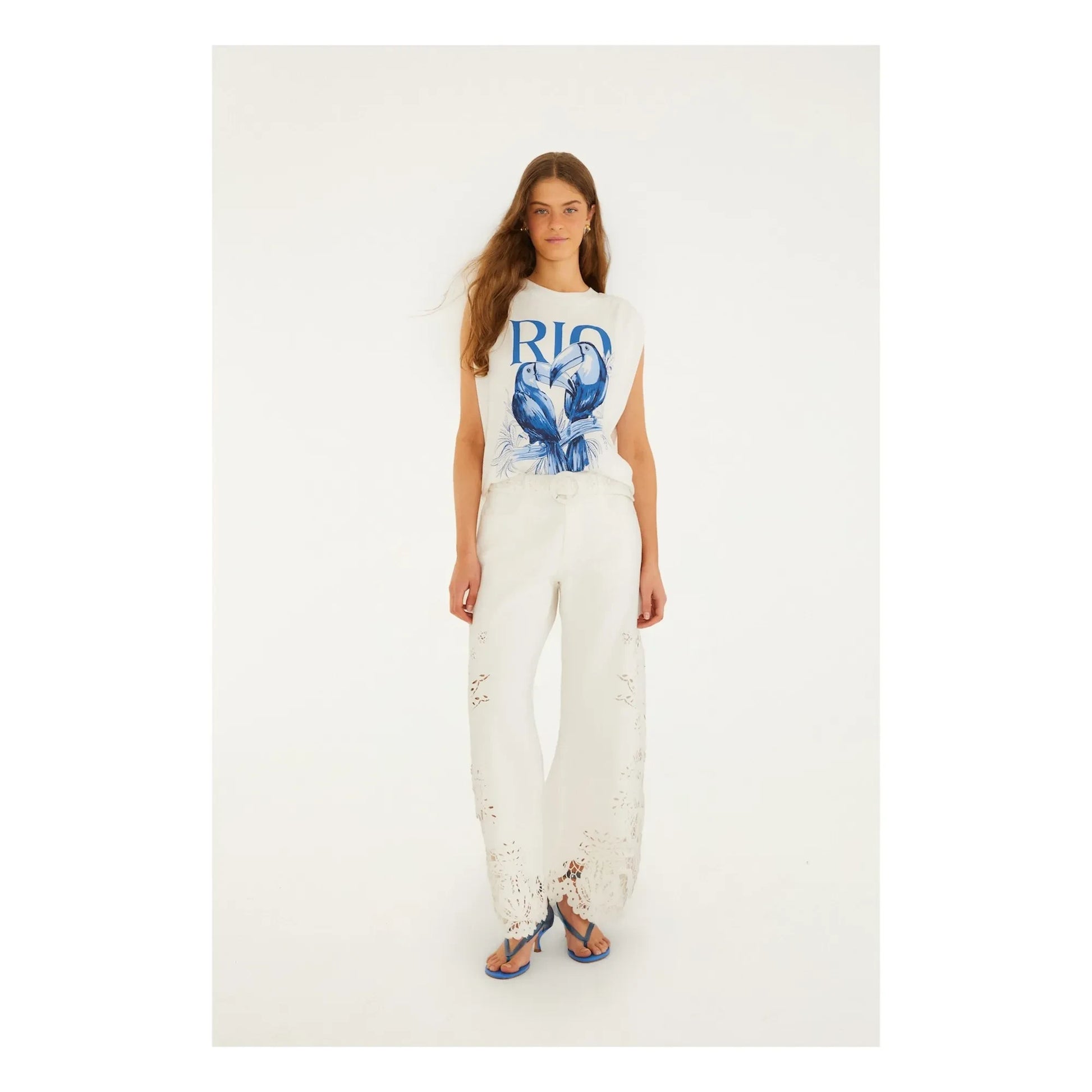 Farm Rio - Rio Epaulettes T-shirt | White