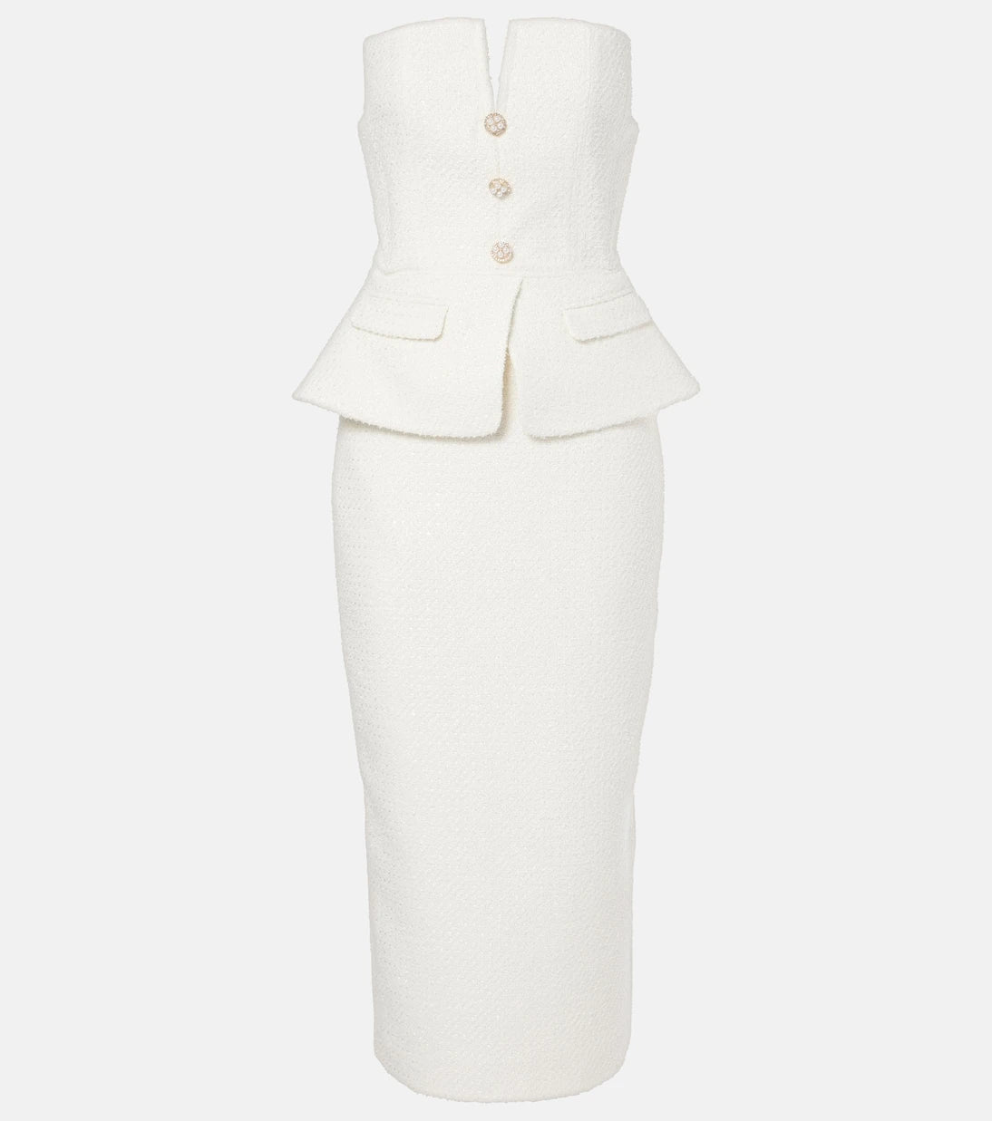 Self-Portrait - Bridal sequinned bouclé midi dress