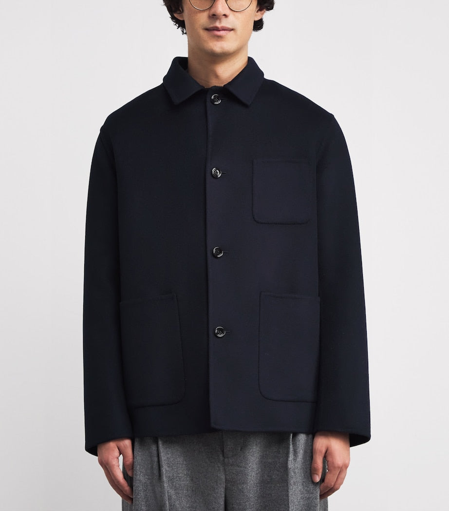 Navy Virgin Wool Overshirt