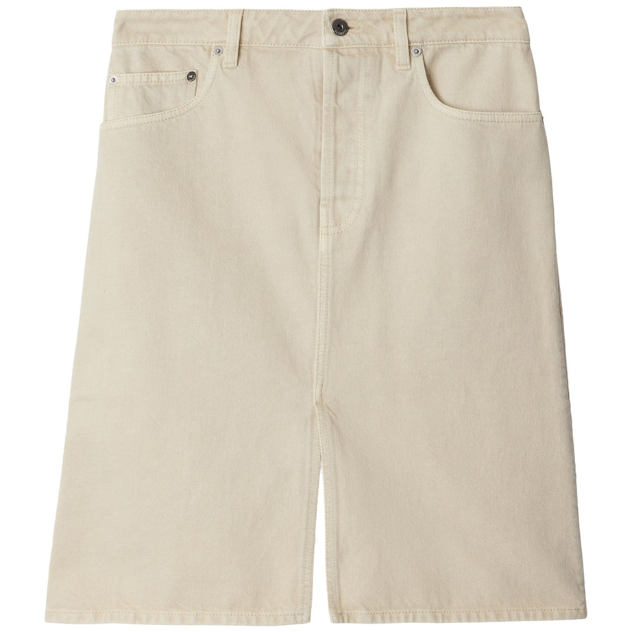 Ivory Mini Denim Skirt